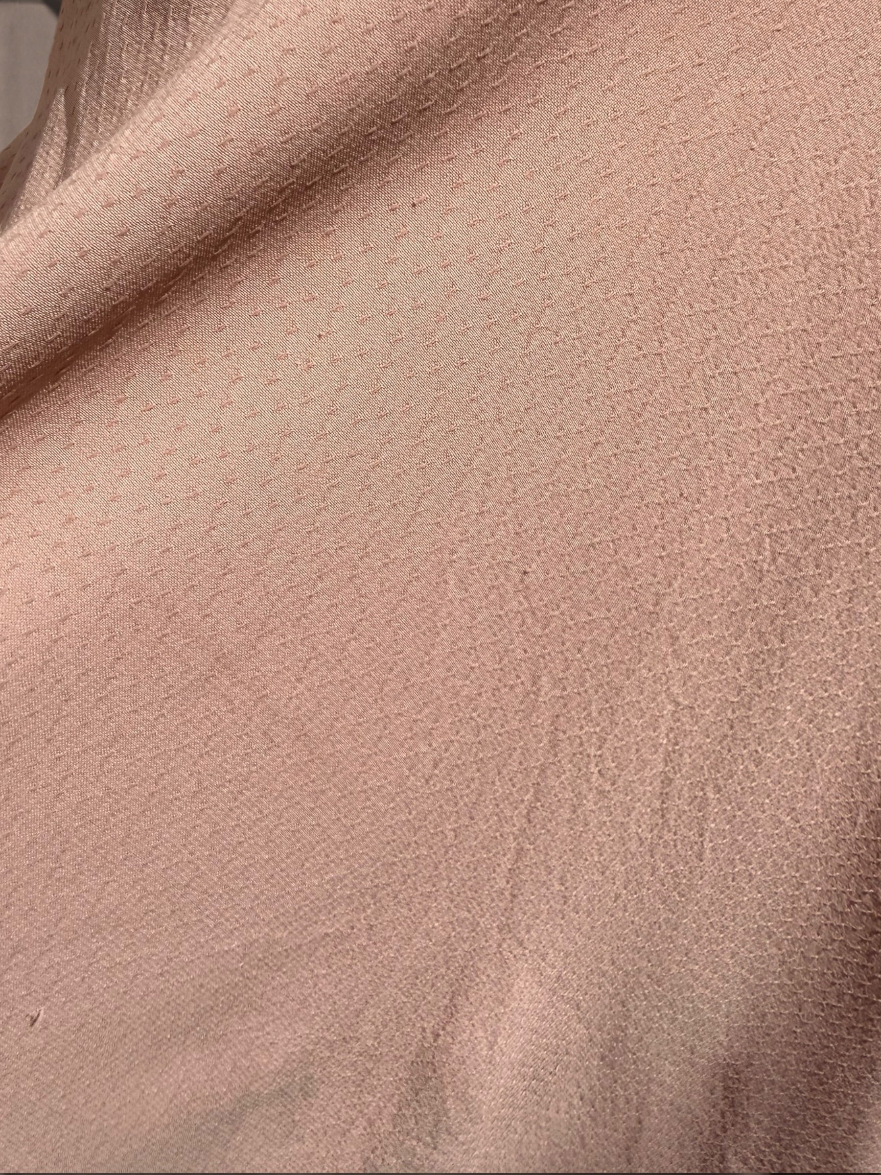 Blush Pink 1940s Swiss Dot Rayon Crepe Dress with Rhinestone Trim & Belt