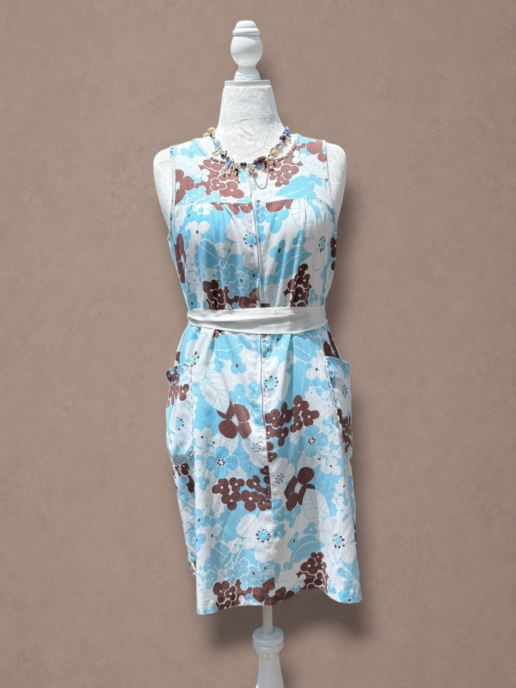 Blue and floral 60s house dress