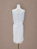 White Fringe Back 60s Wiggle Dress