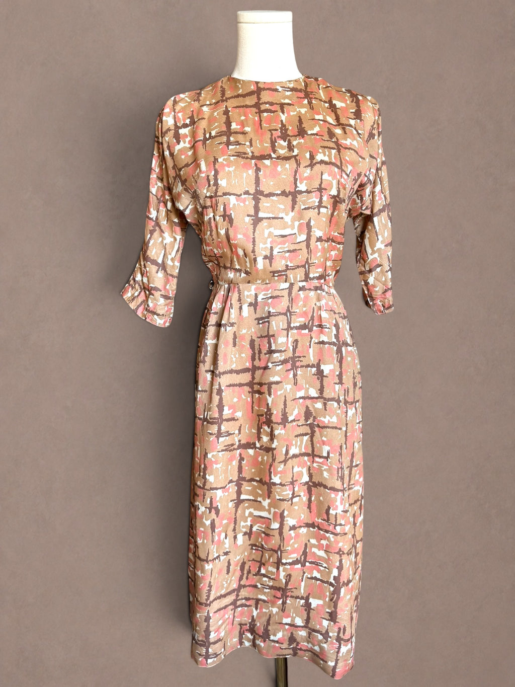 Abstract Expressionist Print 40s Rayon Dress