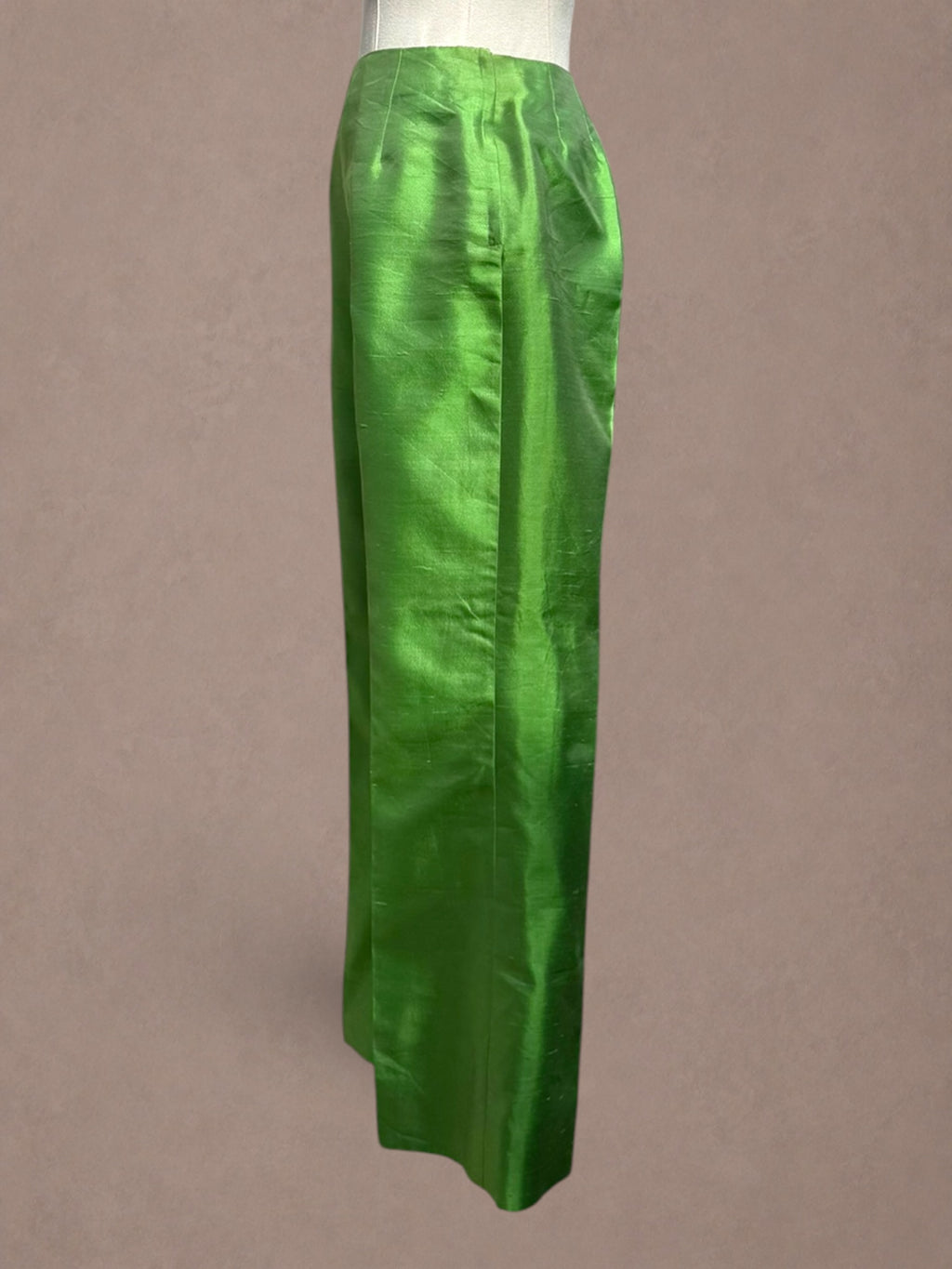 Vibrant Green Silk 60s Trousers