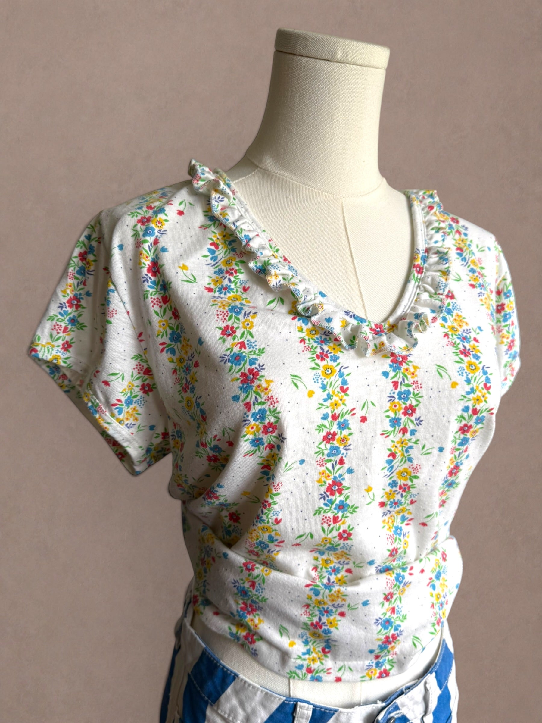 Young Stuff 70s Floral Stripe Cotton Knit Tee