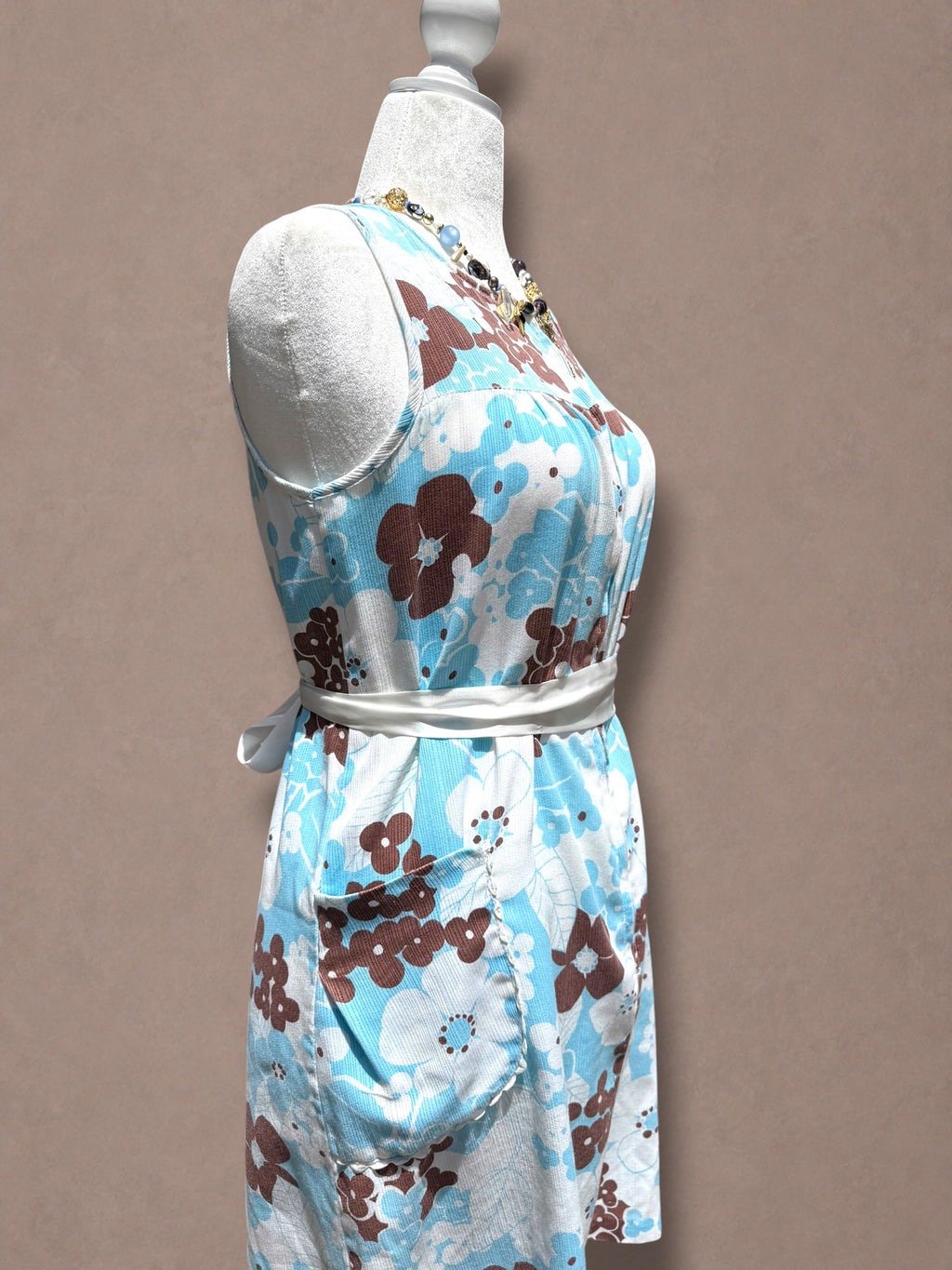 Blue and floral 60s house dress