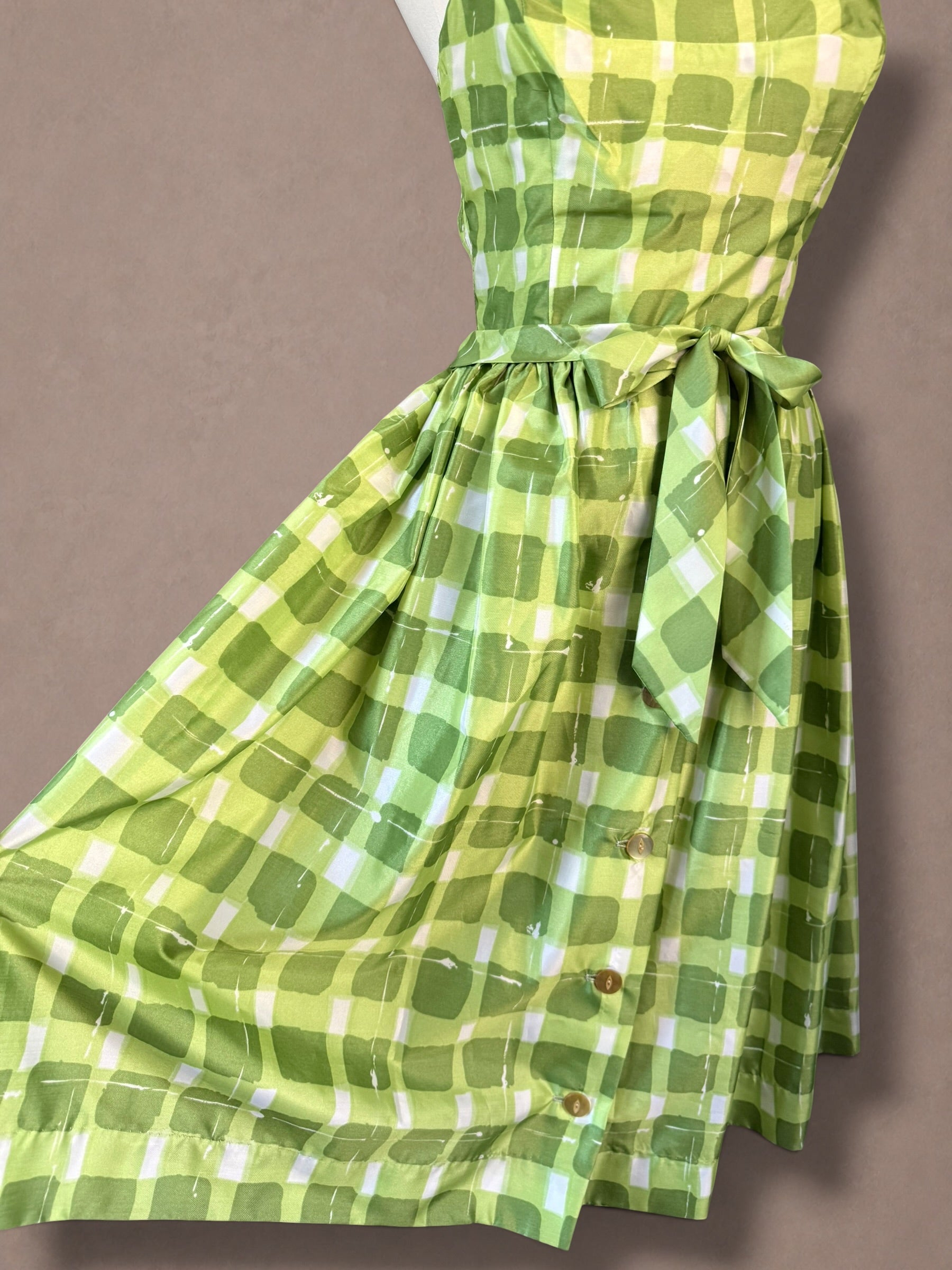 Gabar Deadstock 50s Green Plaid Swimsuit & Skirt Set - NWT