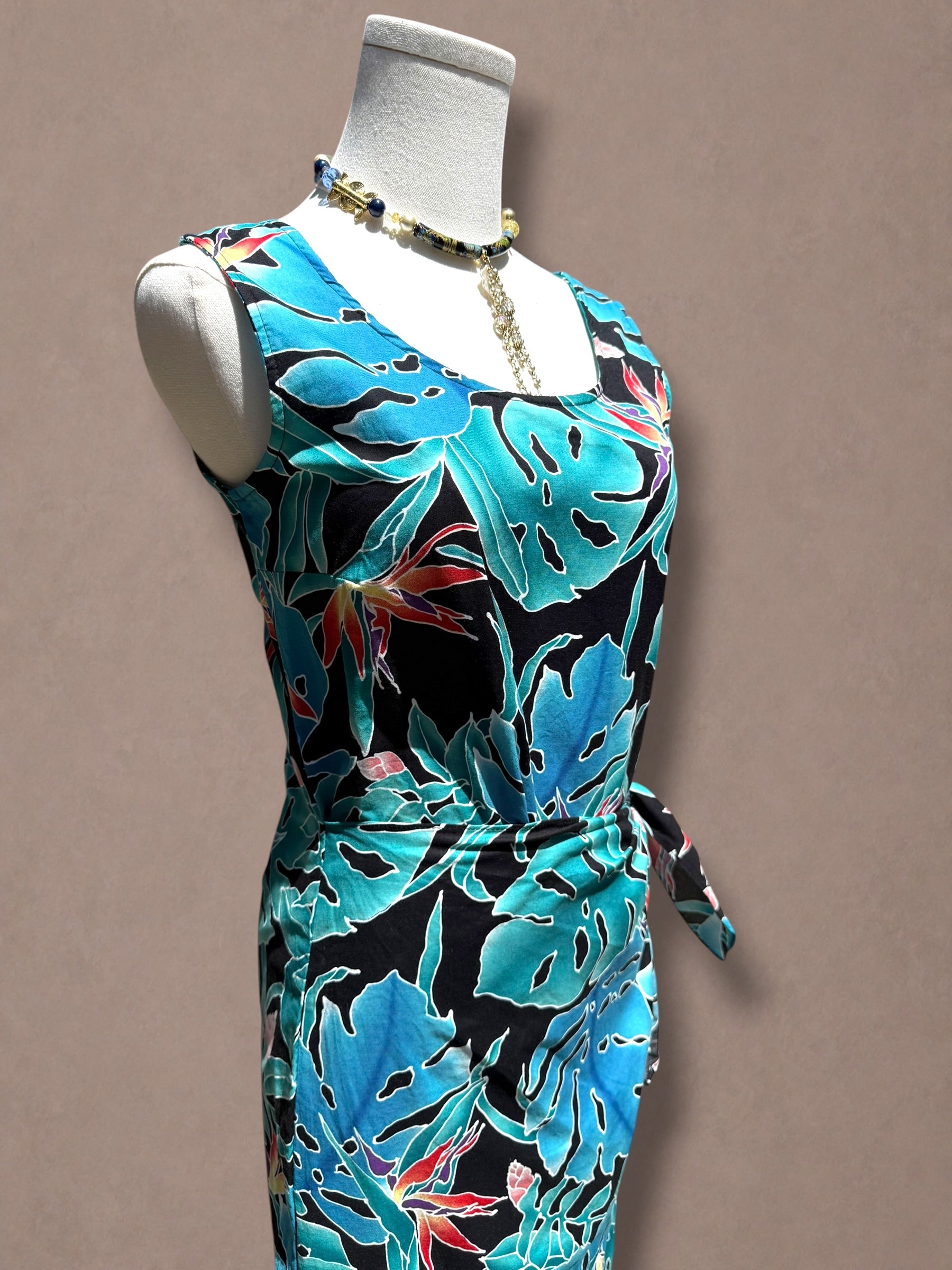 Hilo Hattie 80s Hawaiian Tropical Wrap Dress