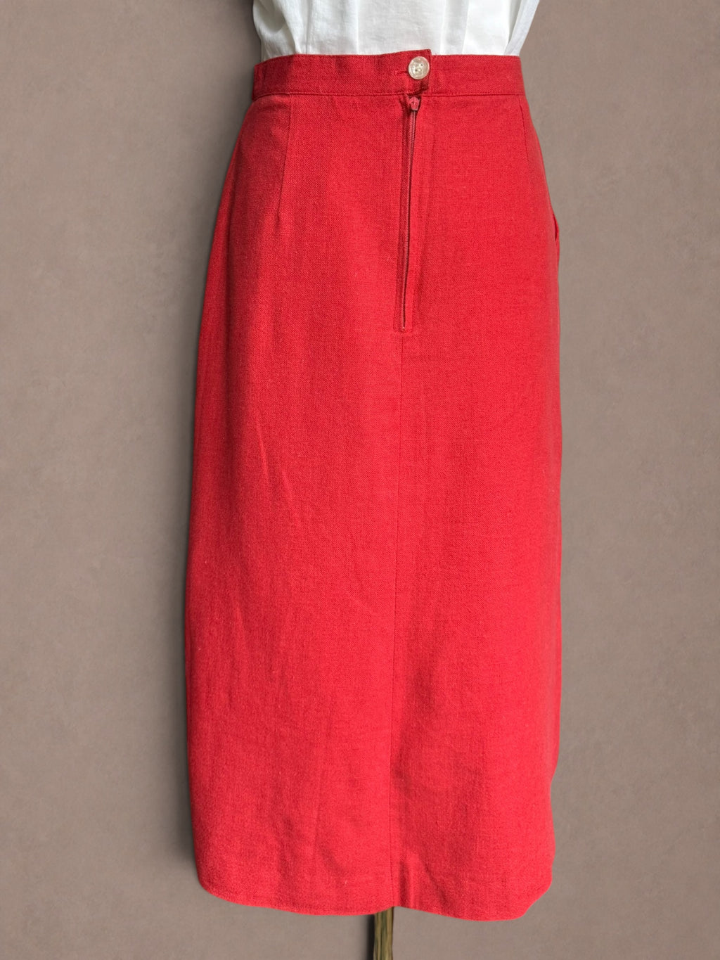 Poppy Red 60s High Waist Column Skirt