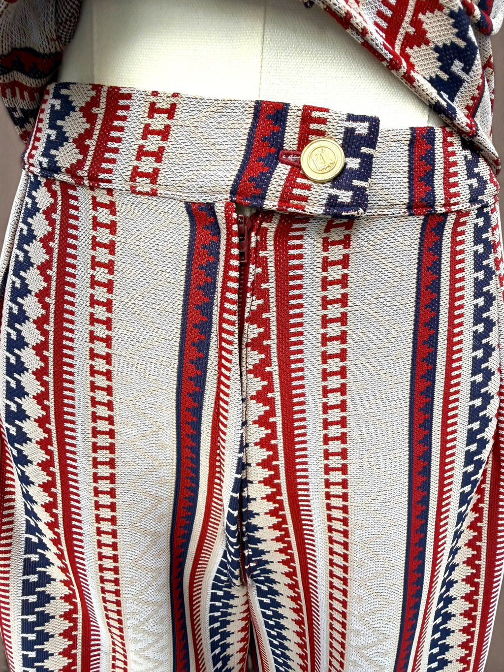 Red White & Blue Knit 70s Halter & Flares Set