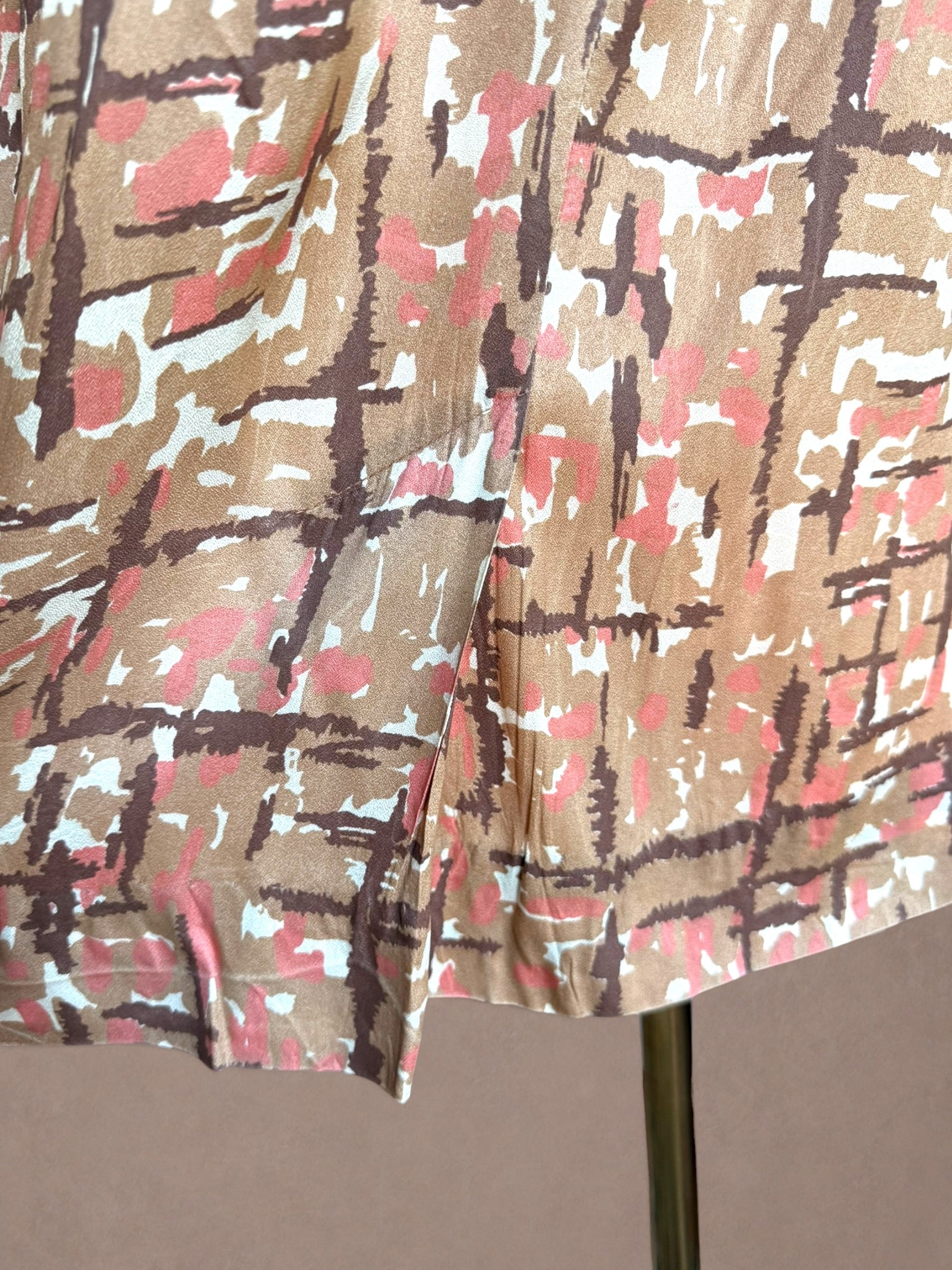 Abstract Expressionist Print 40s Rayon Dress