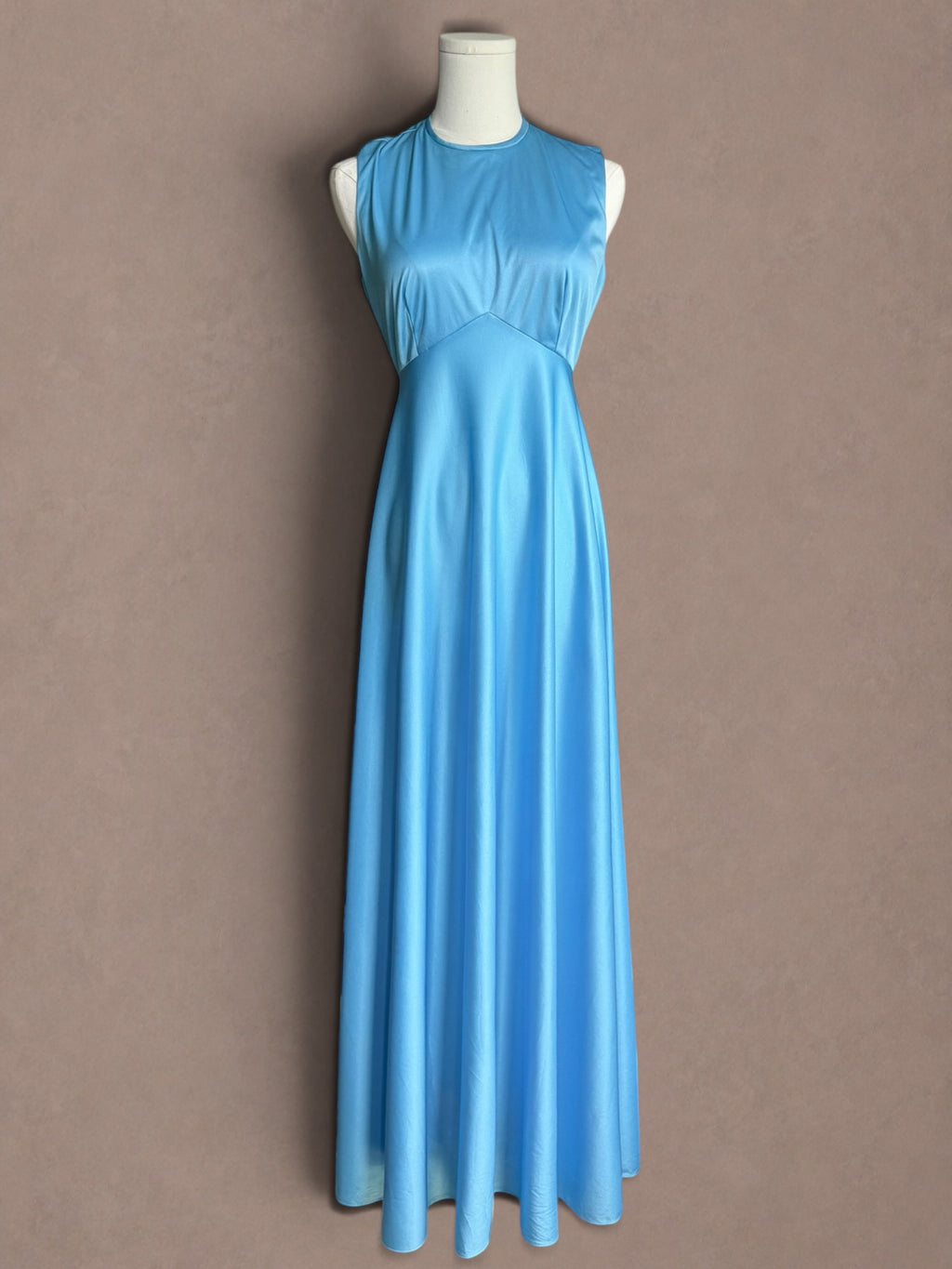 Sky Blue 70s Nylon Maxi Dress