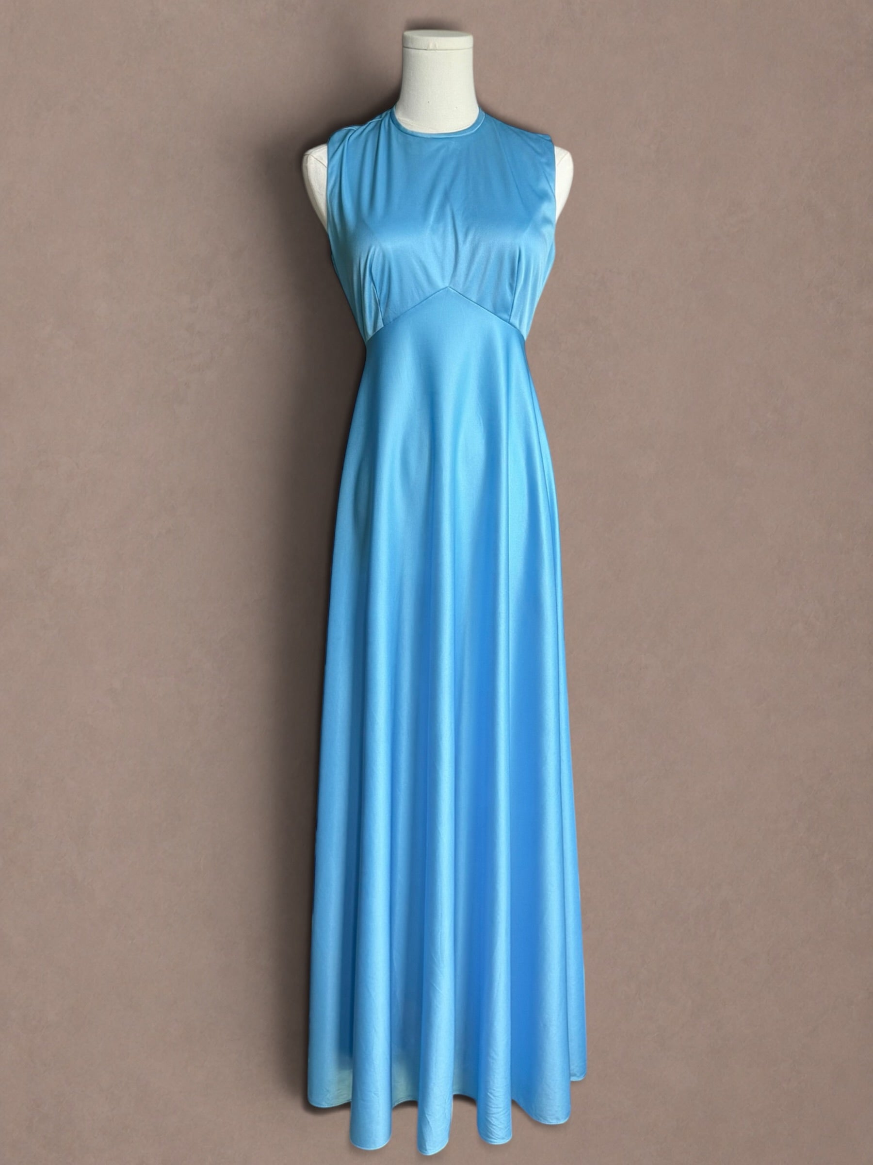 Sky Blue 70s Nylon Maxi Dress