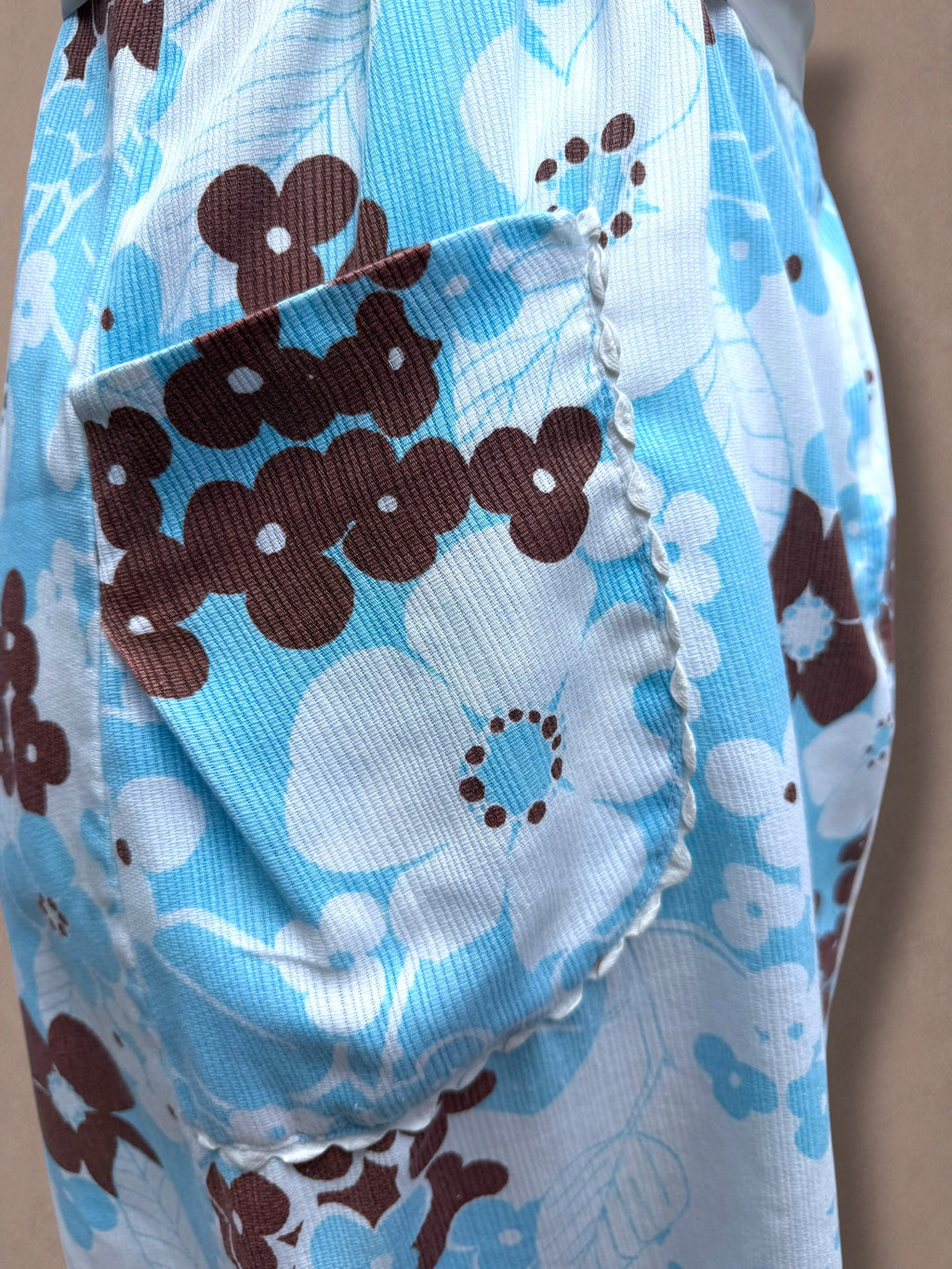 Blue and floral 60s house dress