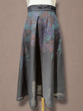 Black & Jewel Tone Floral Print 70s Midi Skirt