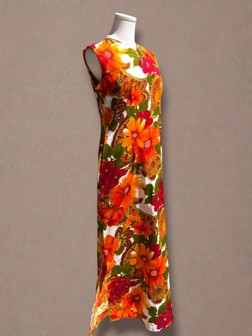 Alice Polynesian 60s Hawaiian Psychedelic Floral Maxi Dress