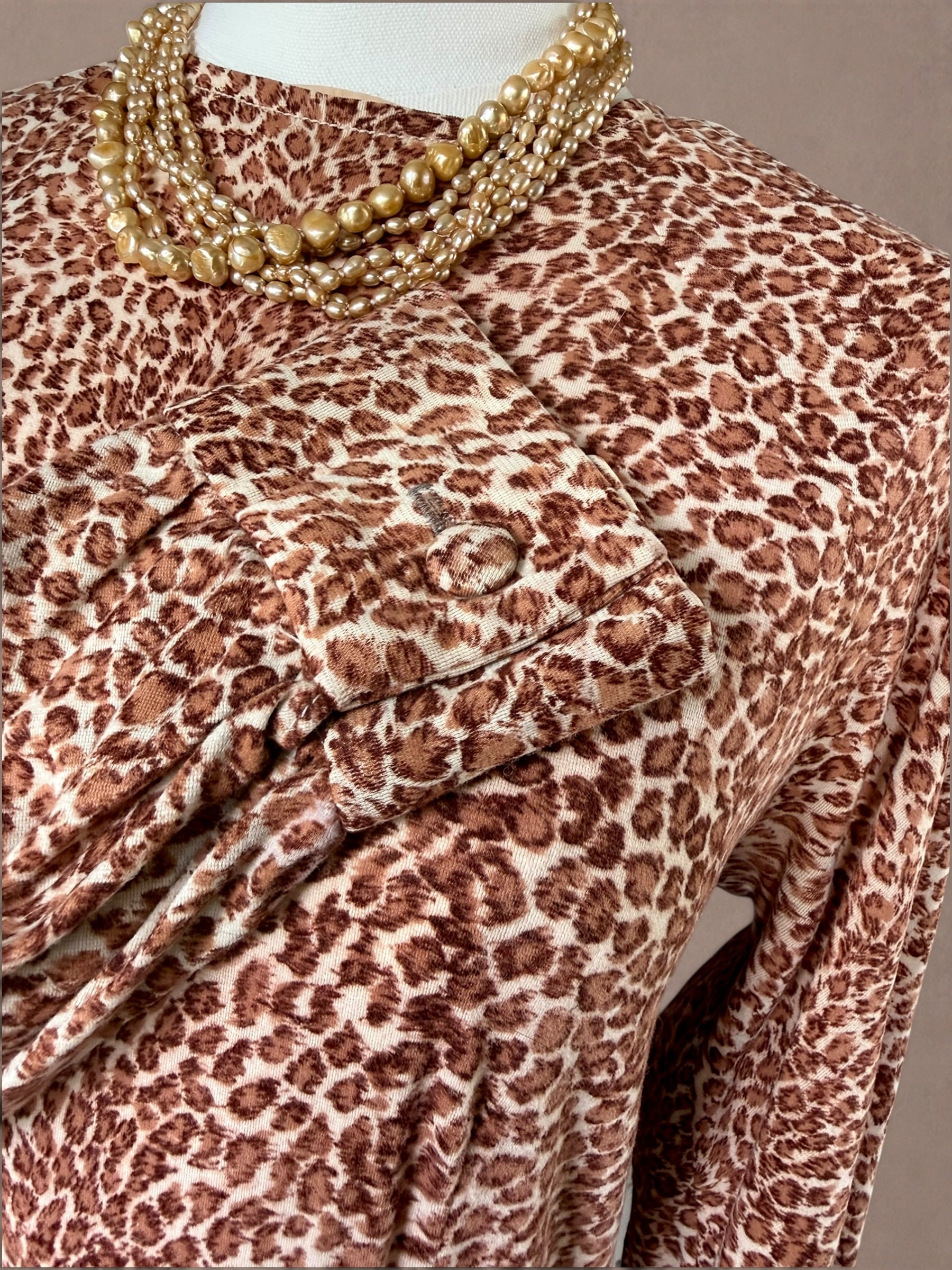 Leopard Print Knit Dress – Burgundy Panel Skirt