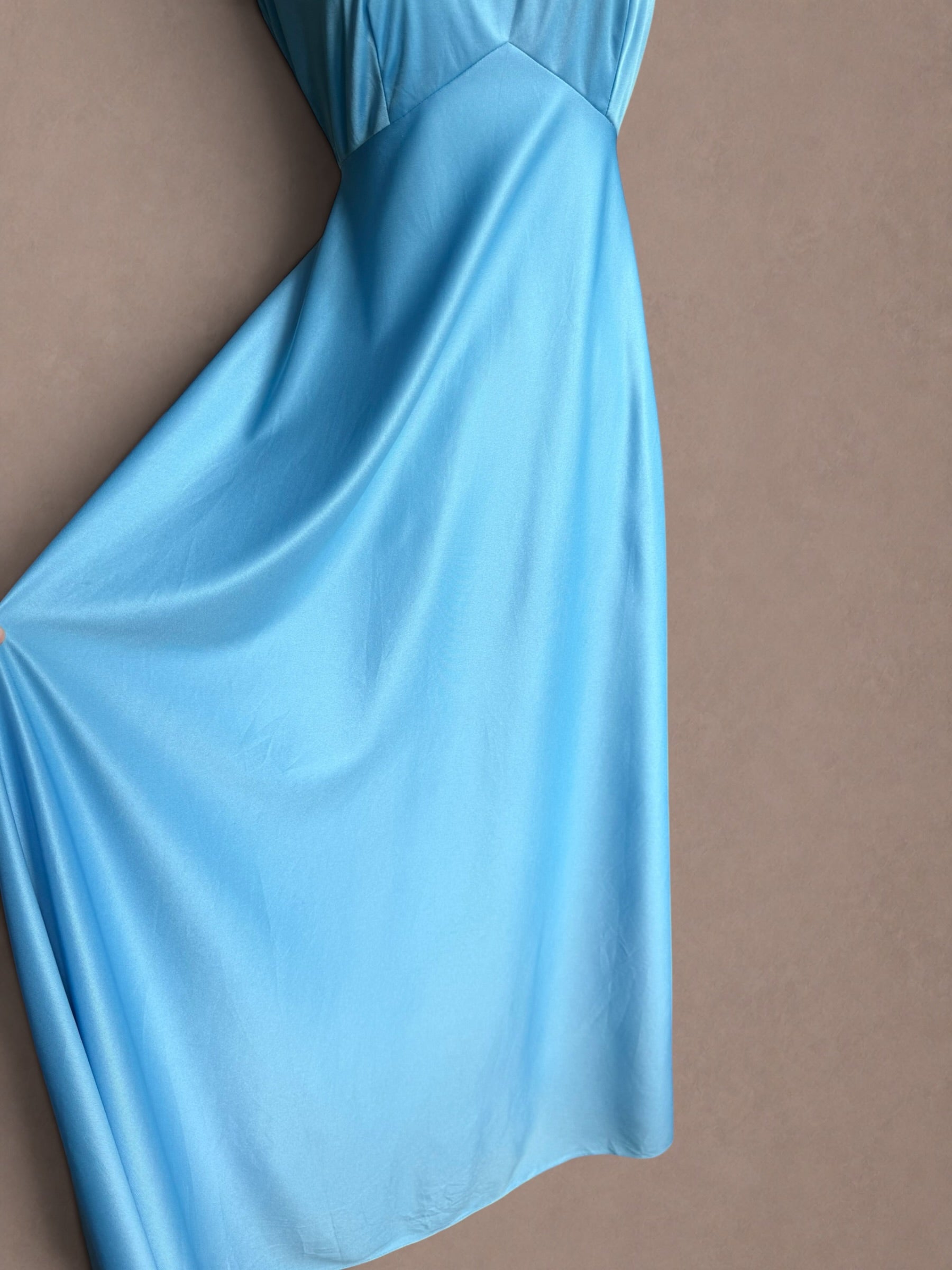 Sky Blue 70s Nylon Maxi Dress
