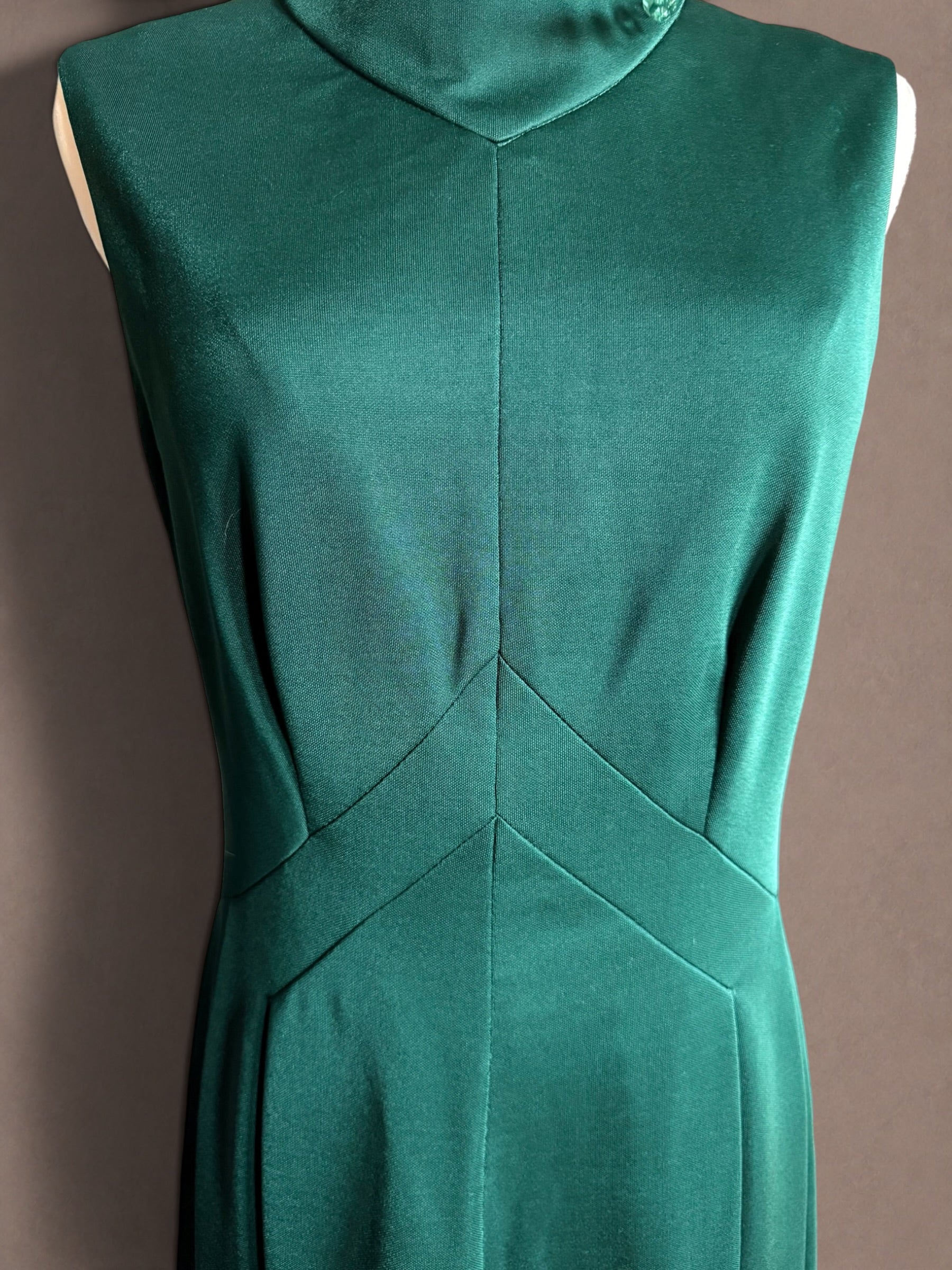 Emerald Green 70s Maxi Dress by Leslie Fay Original