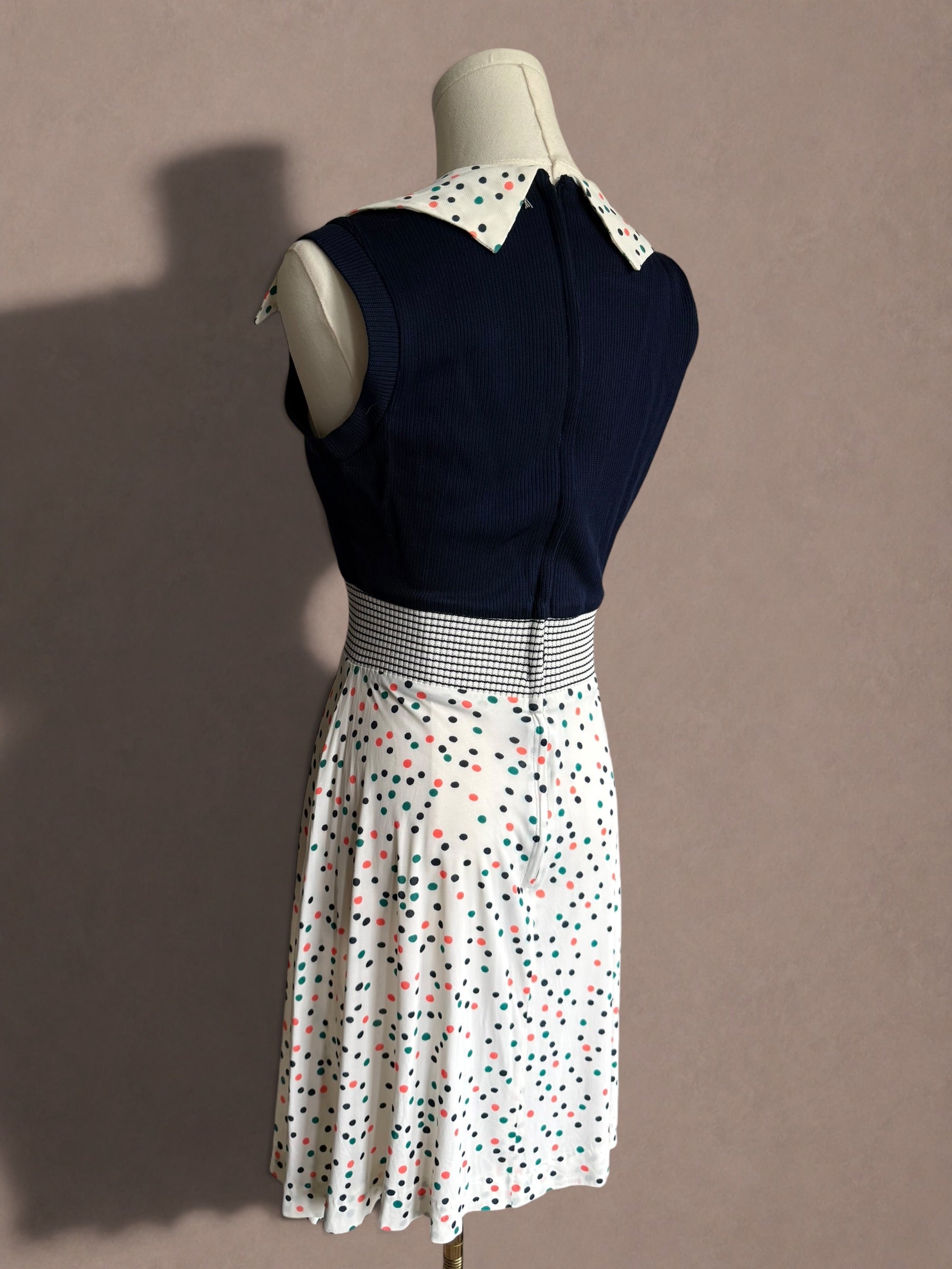 Confetti Dot 70s Knit Dress & Duster Set by Young Innocent