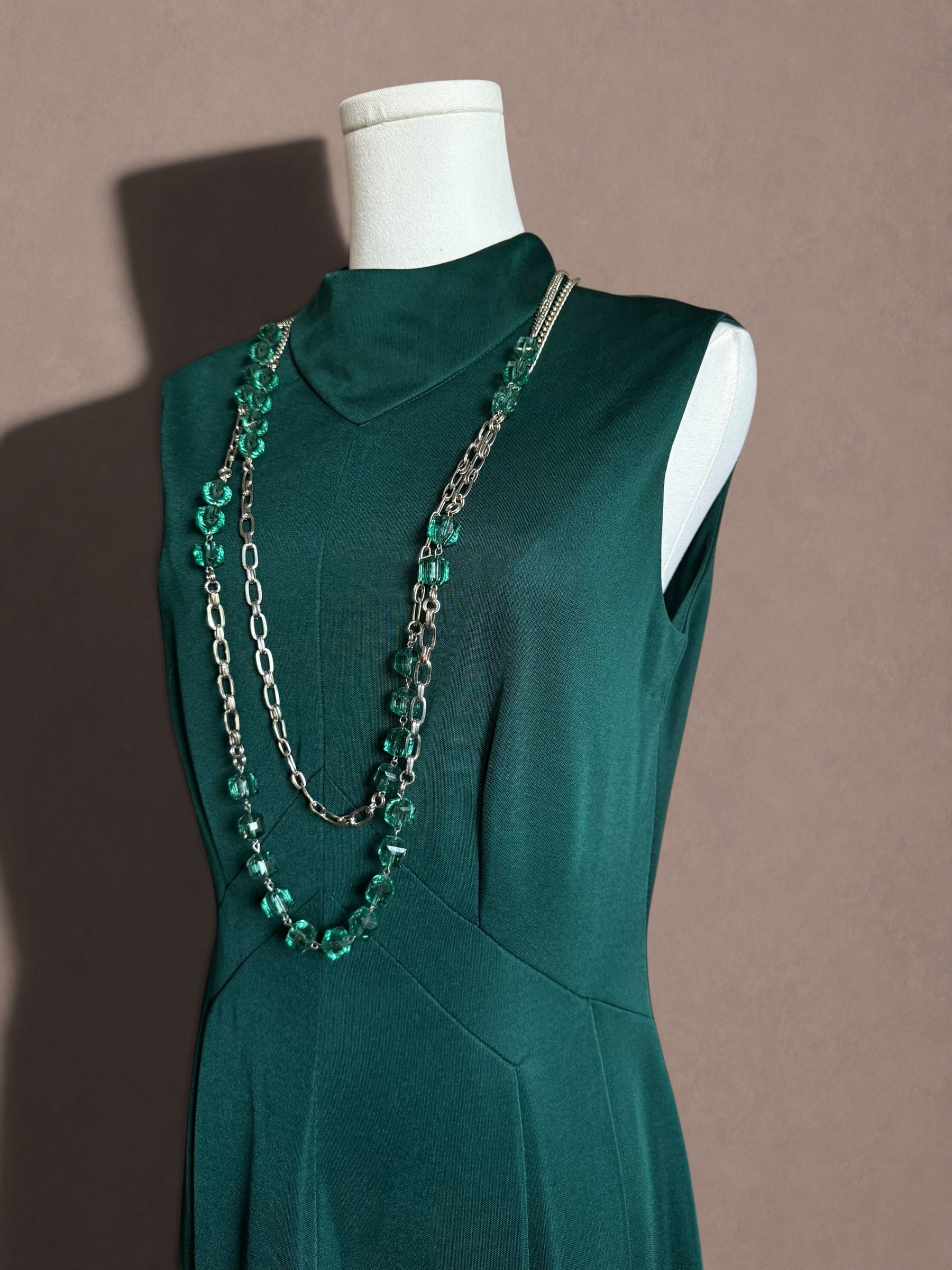 Emerald Green 70s Maxi Dress by Leslie Fay Original