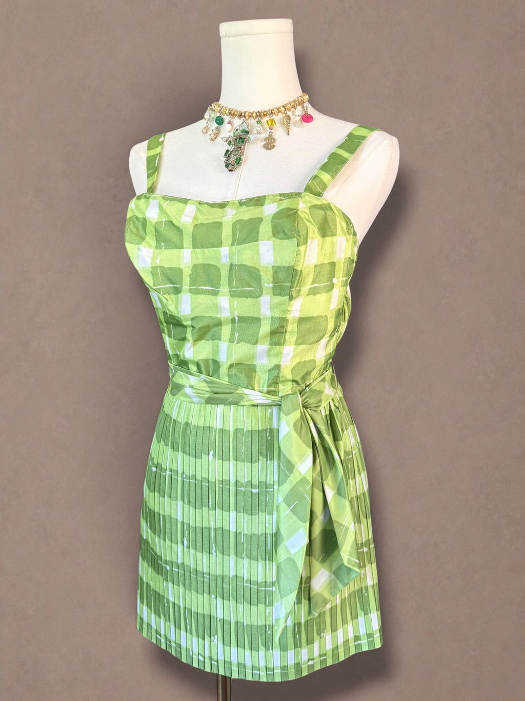 Gabar Deadstock 50s Green Plaid Swimsuit & Skirt Set - NWT