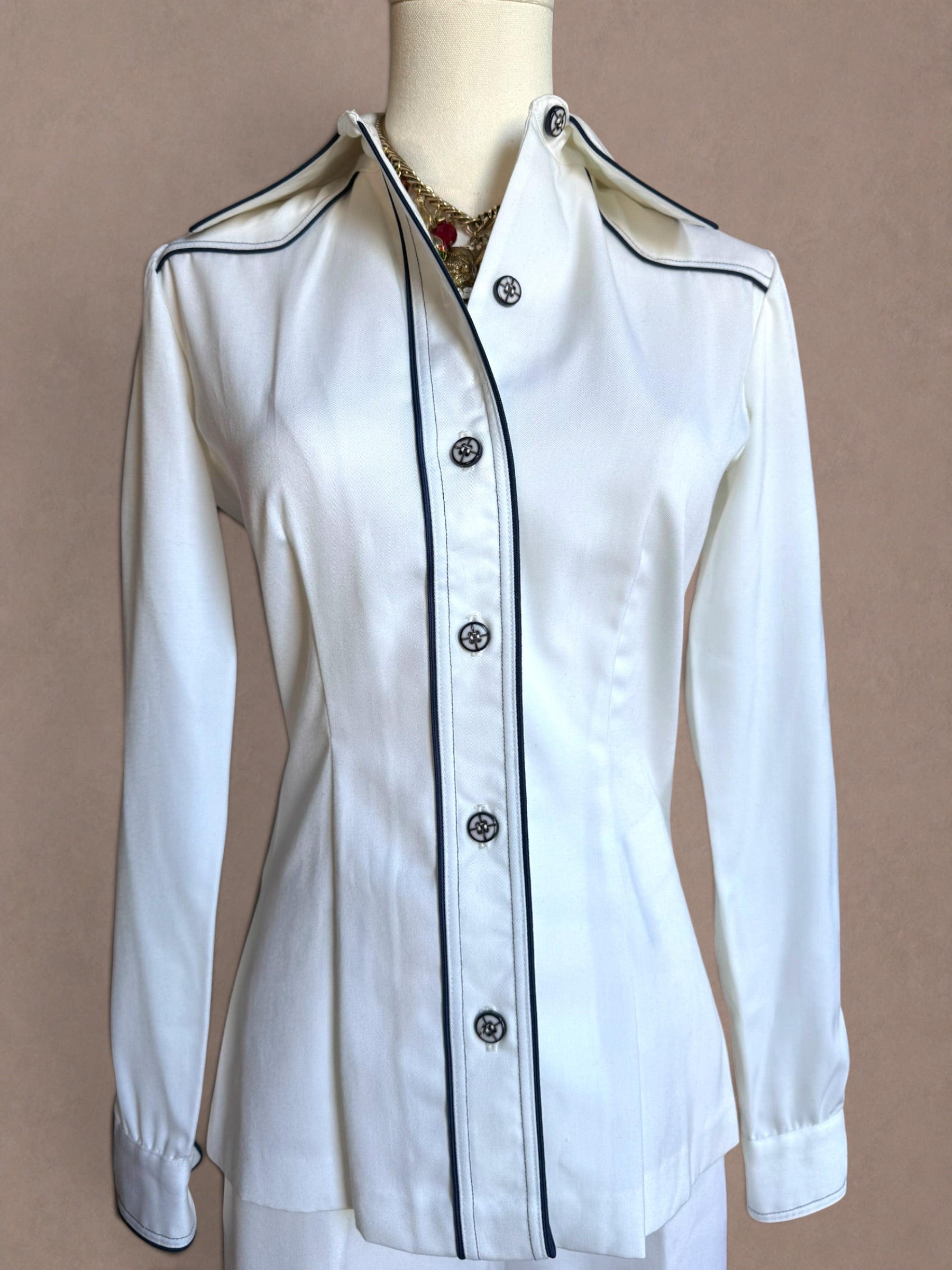 Saks Fifth Avenue 70s White Flared Pant Set