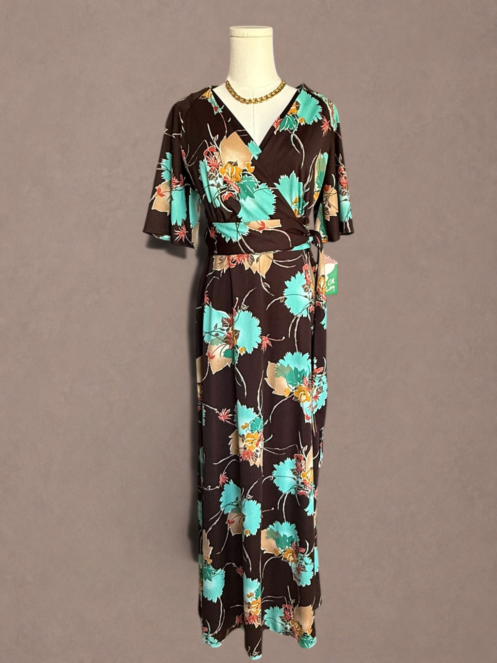 Floral 60s-70s Maxi Dress & Wrap Top Set by C.M. Courtney
