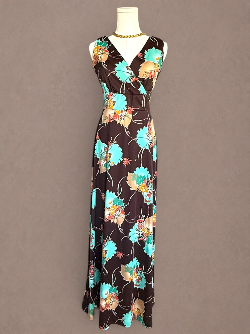 Floral 60s-70s Maxi Dress & Wrap Top Set by C.M. Courtney