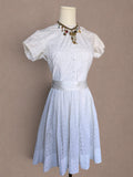 White Eyelet Cotton 70s Fit & Flare Dress