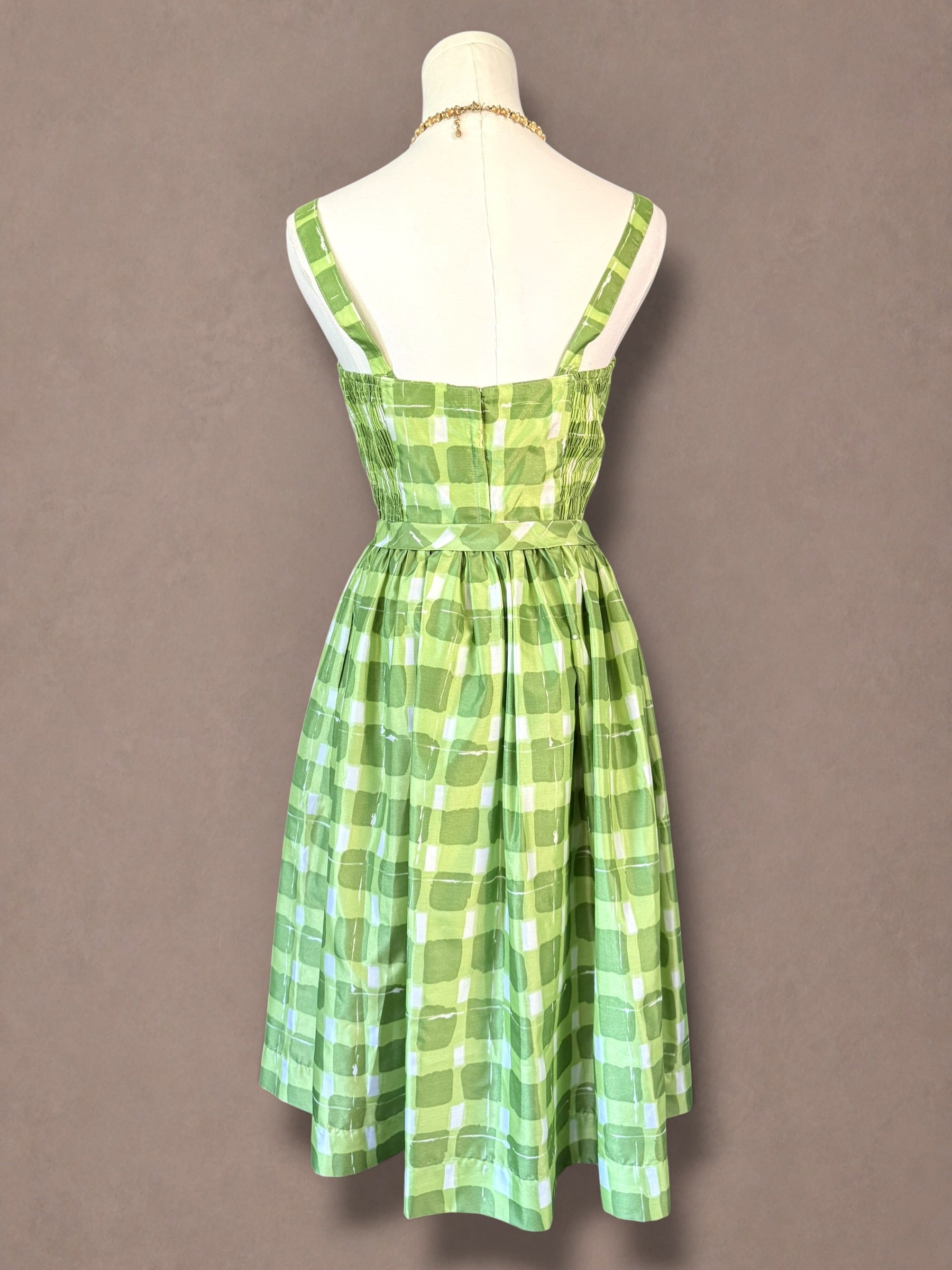 Gabar Deadstock 50s Green Plaid Swimsuit & Skirt Set - NWT