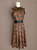 Abstract Print 50s Pussy Bow Dress