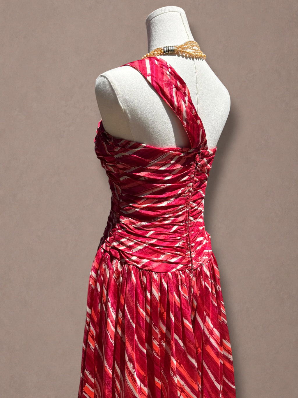 Abstract Print One-Shoulder 50s Cocktail Dress