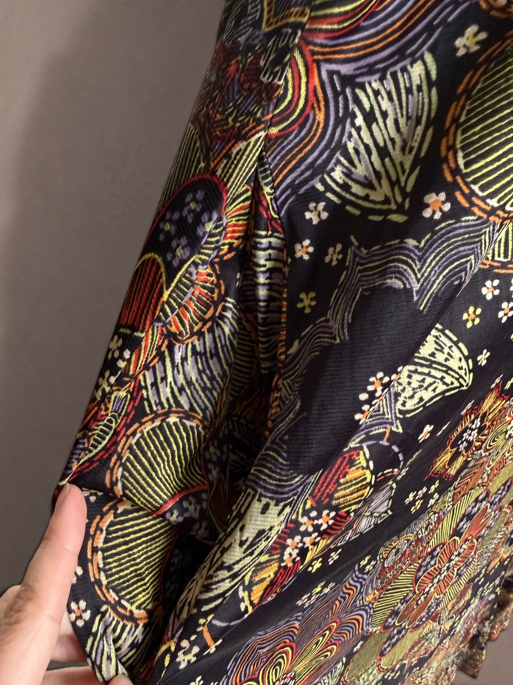 Psychedelic Owl Print 70s Zip Front Hostess Dress by Butterfield 8