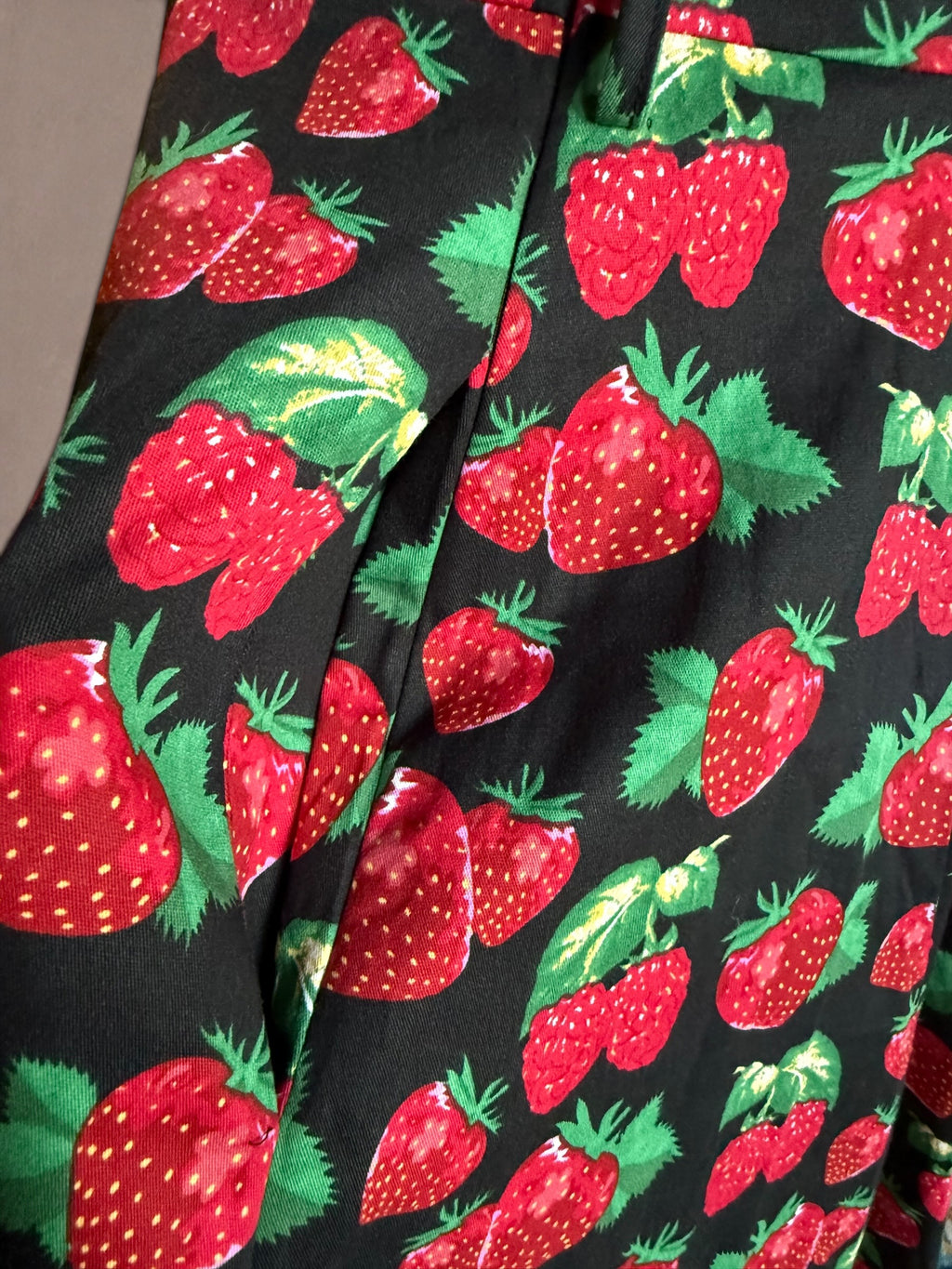 Vintage-Inspired Strawberry Print Dress with Tie Waist-New with Tags