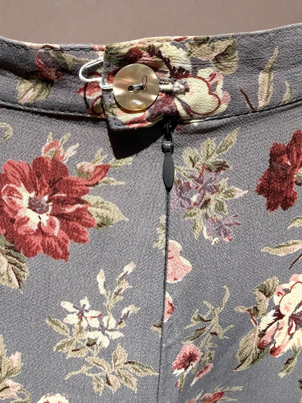 Dusty Rose Floral 90s does 40s Bias-Cut Midi Skirt