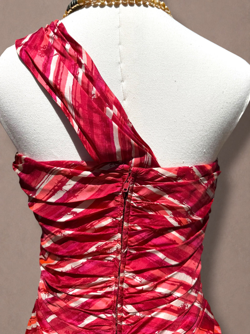 Abstract Print One-Shoulder 50s Cocktail Dress
