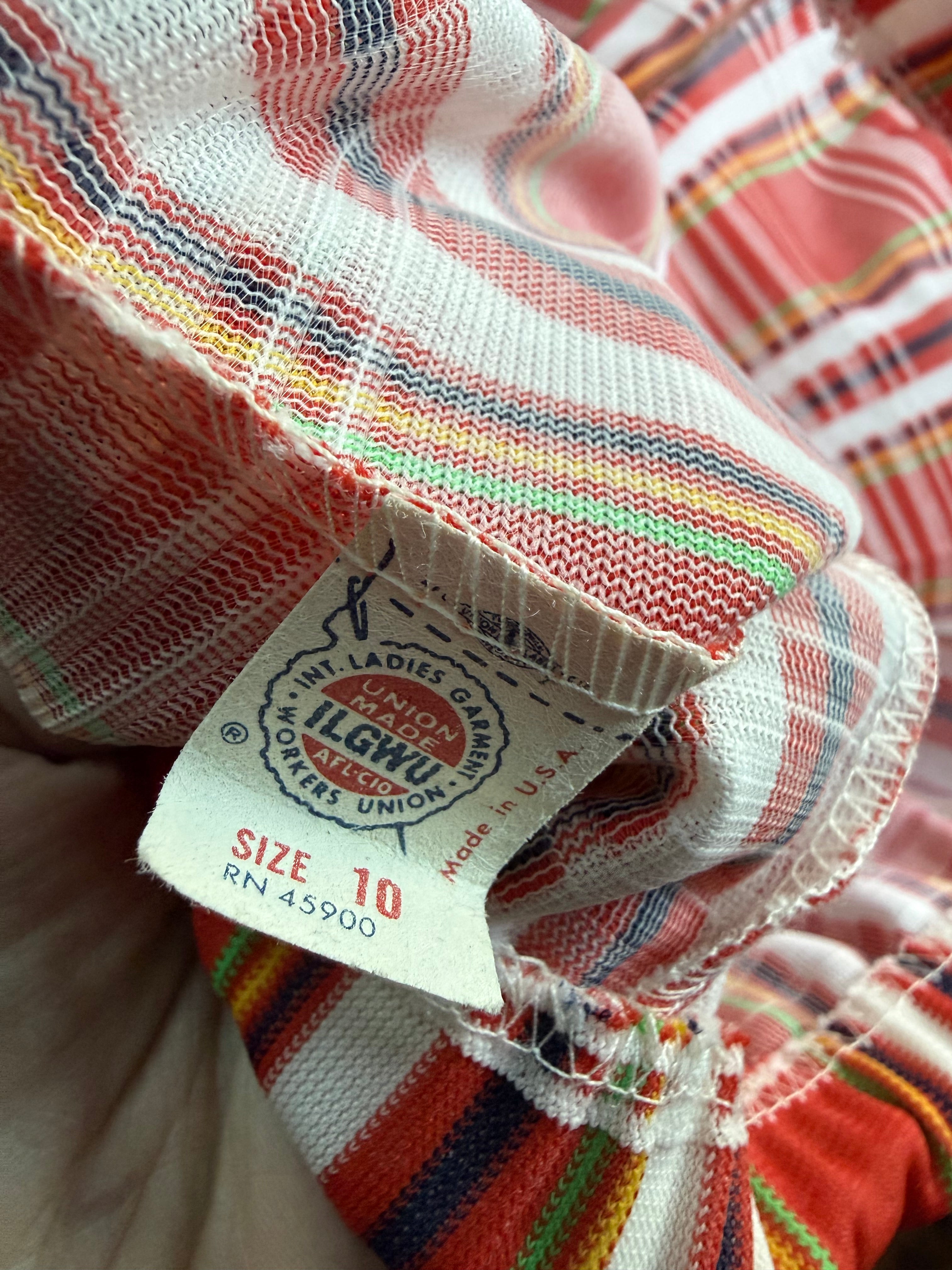 Red Plaid 70s Sailor Short Set- Deadstock, Union Made