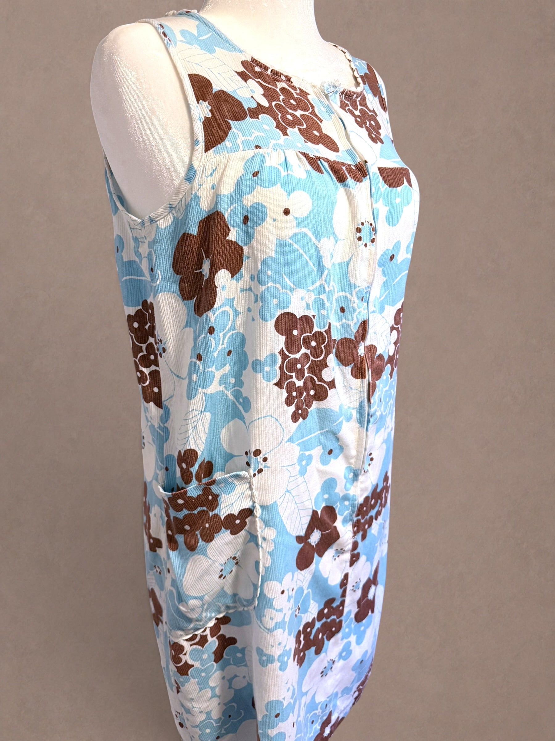 Blue and floral 60s house dress