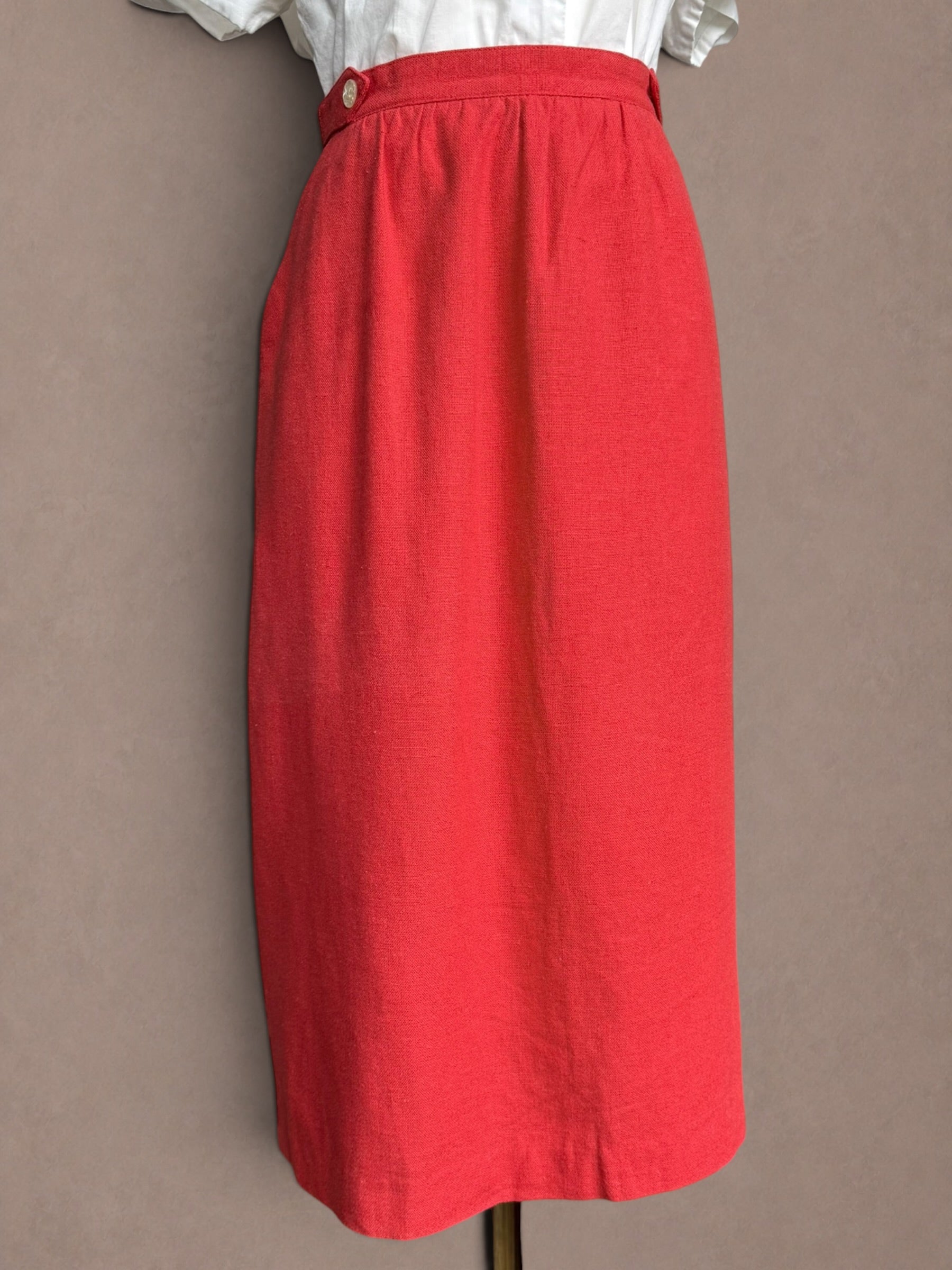 Poppy Red 60s High Waist Column Skirt