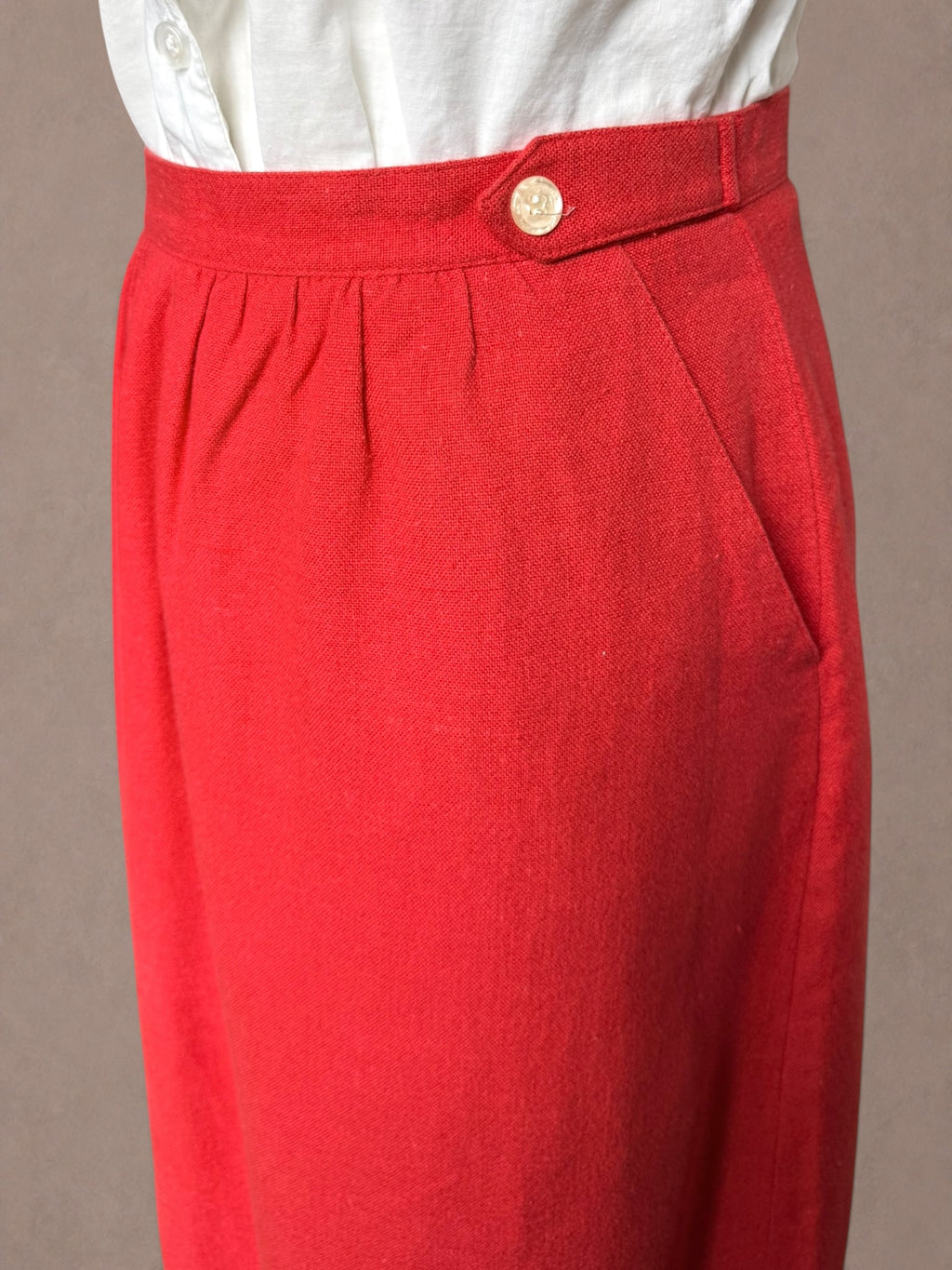 Poppy Red 60s High Waist Column Skirt