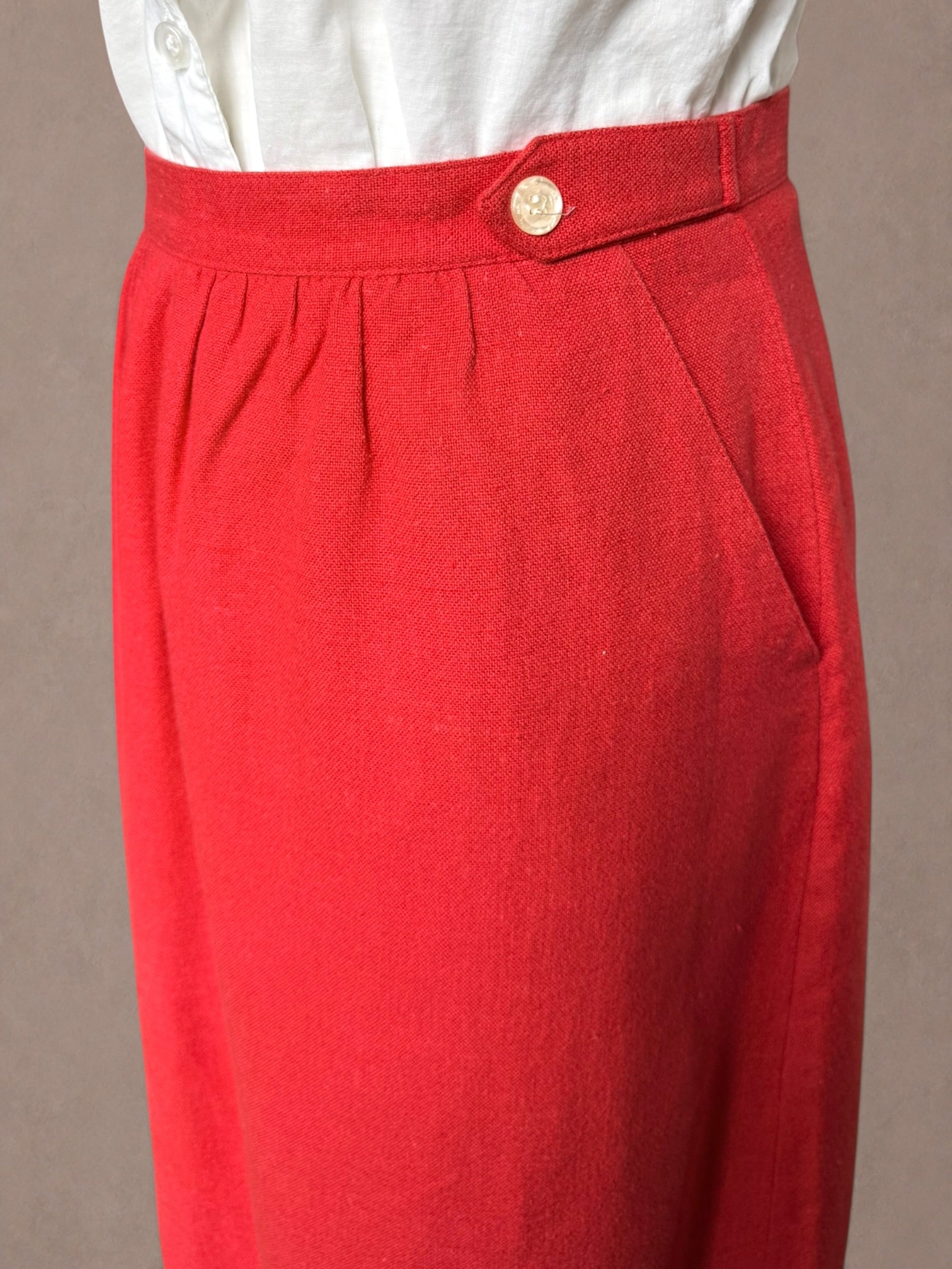 Poppy Red 60s High Waist Column Skirt