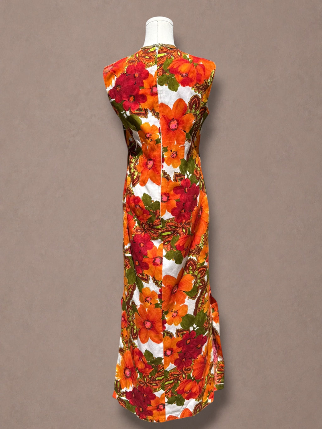 Alice Polynesian 60s Hawaiian Psychedelic Floral Maxi Dress