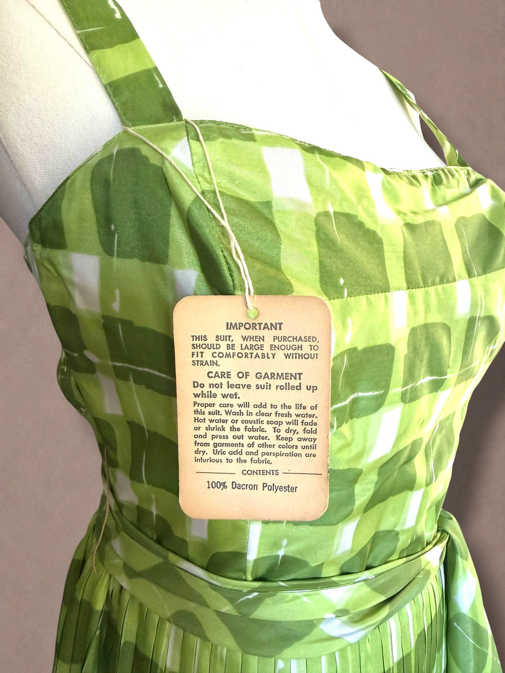 Gabar Deadstock 50s Green Plaid Swimsuit & Skirt Set - NWT