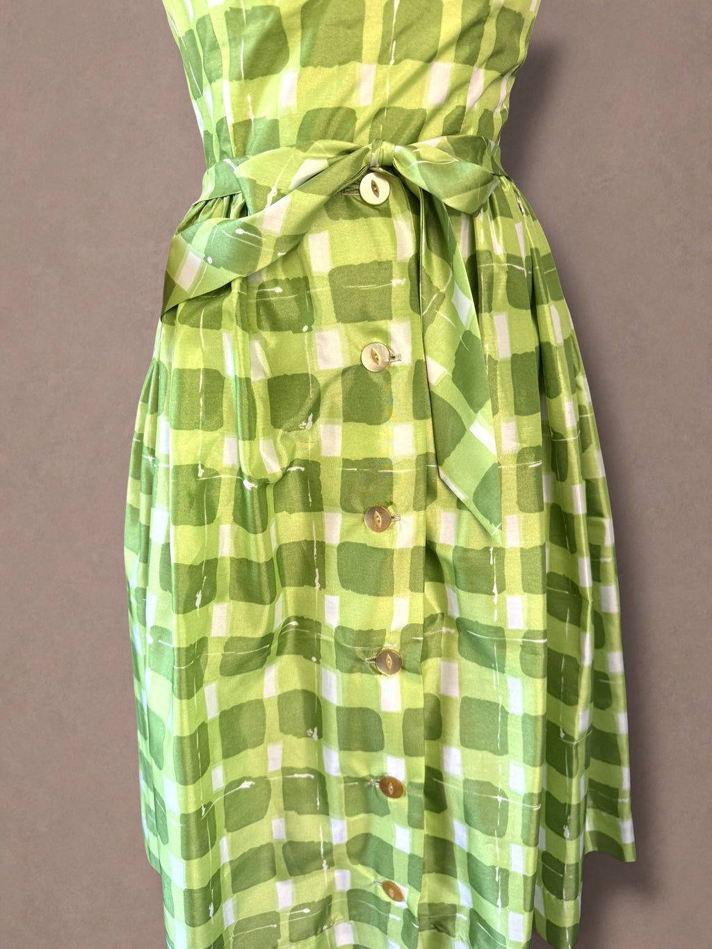 Gabar Deadstock 50s Green Plaid Swimsuit & Skirt Set - NWT
