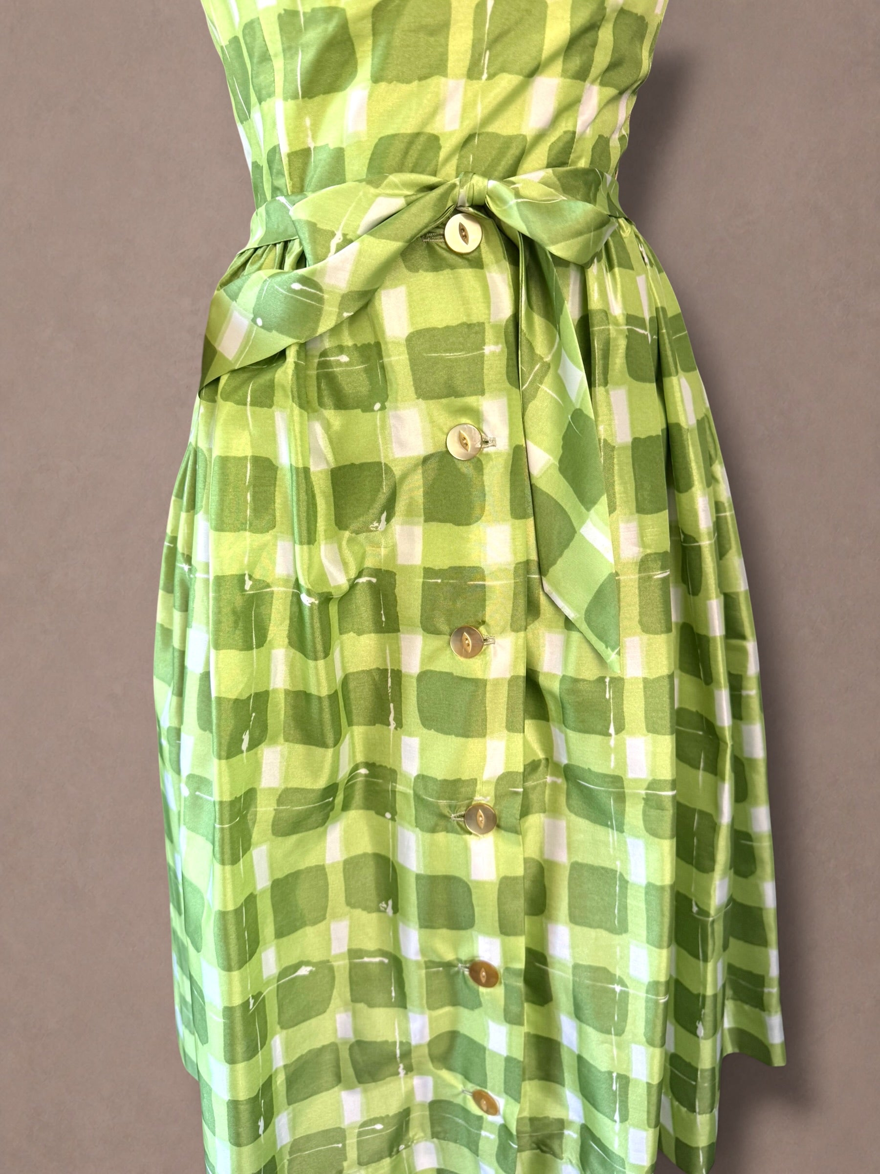 Gabar Deadstock 50s Green Plaid Swimsuit & Skirt Set - NWT