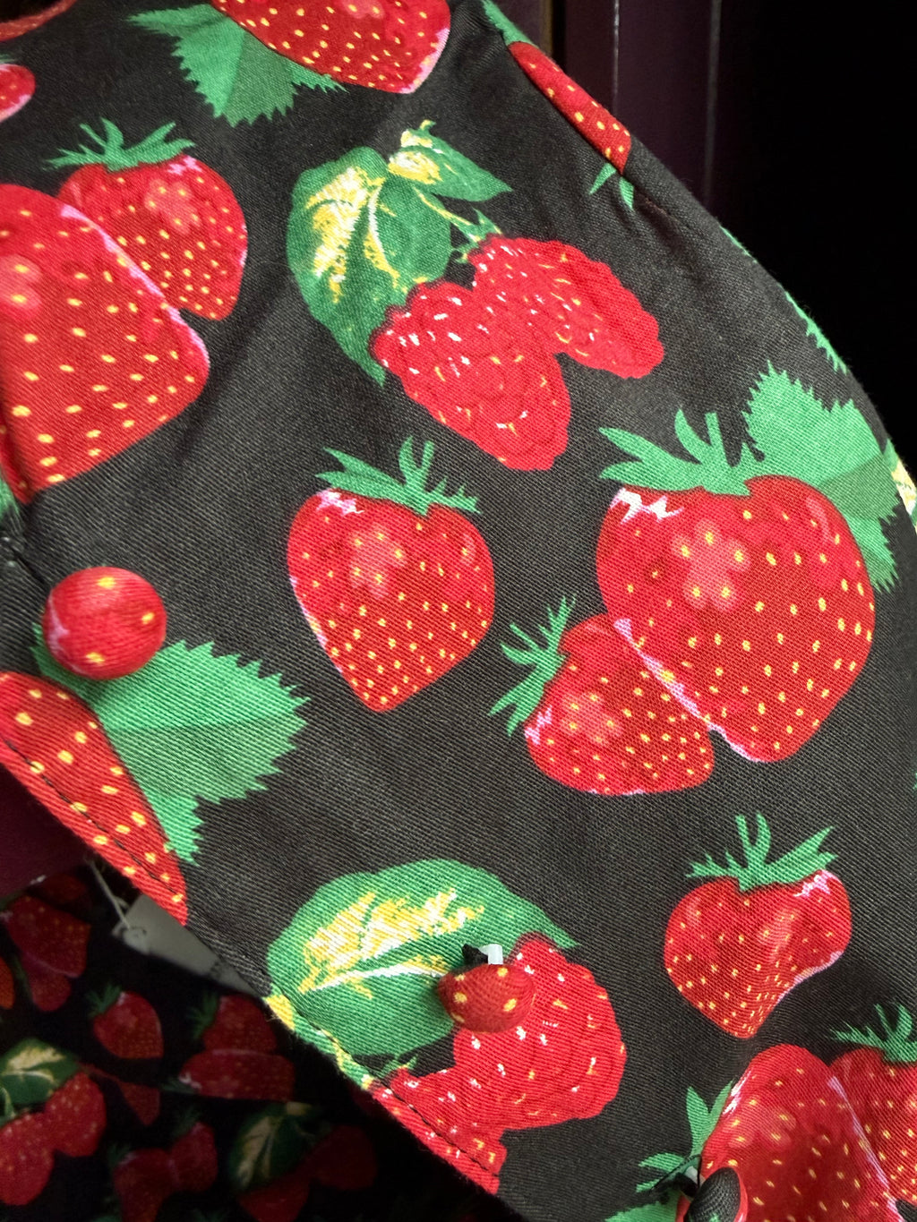 Vintage-Inspired Strawberry Print Dress with Tie Waist-New with Tags