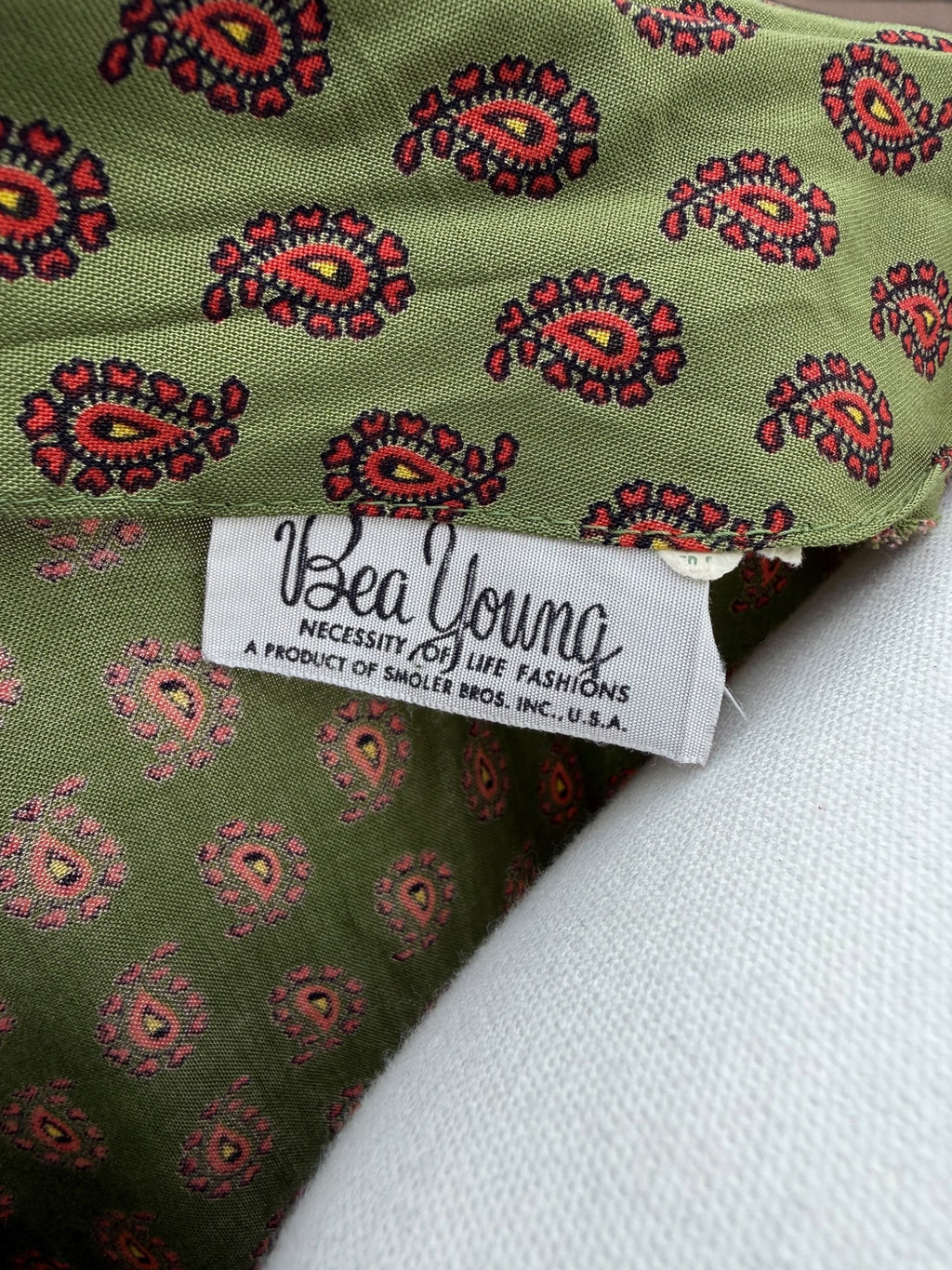Bea Young Paisley Shirt Dress | Deadstock Vintage | Belted Day Dress