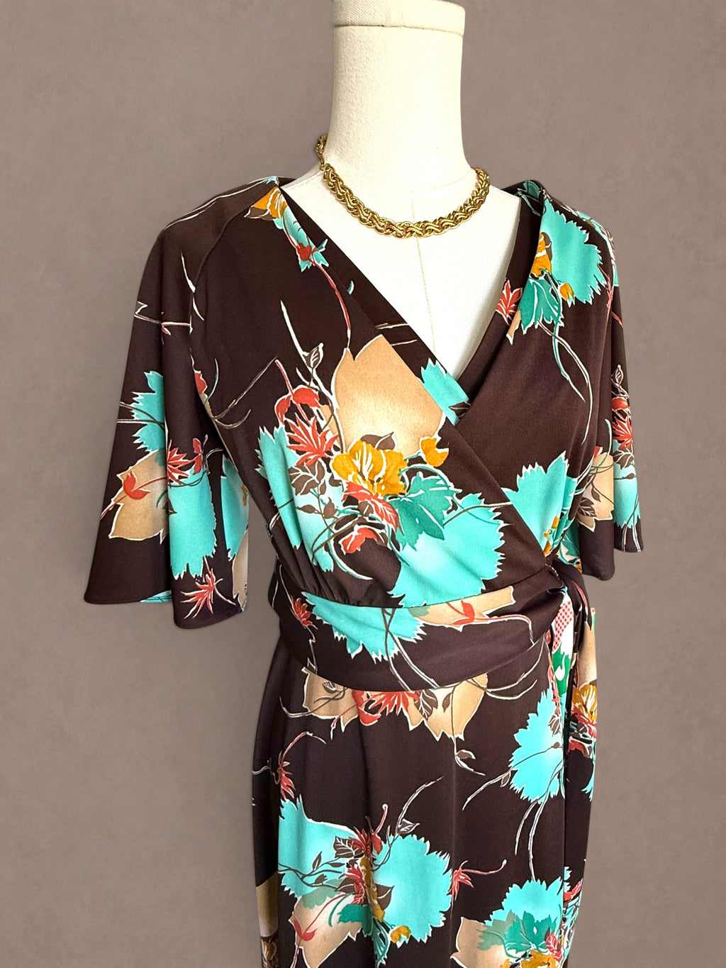 Floral 60s-70s Maxi Dress & Wrap Top Set by C.M. Courtney