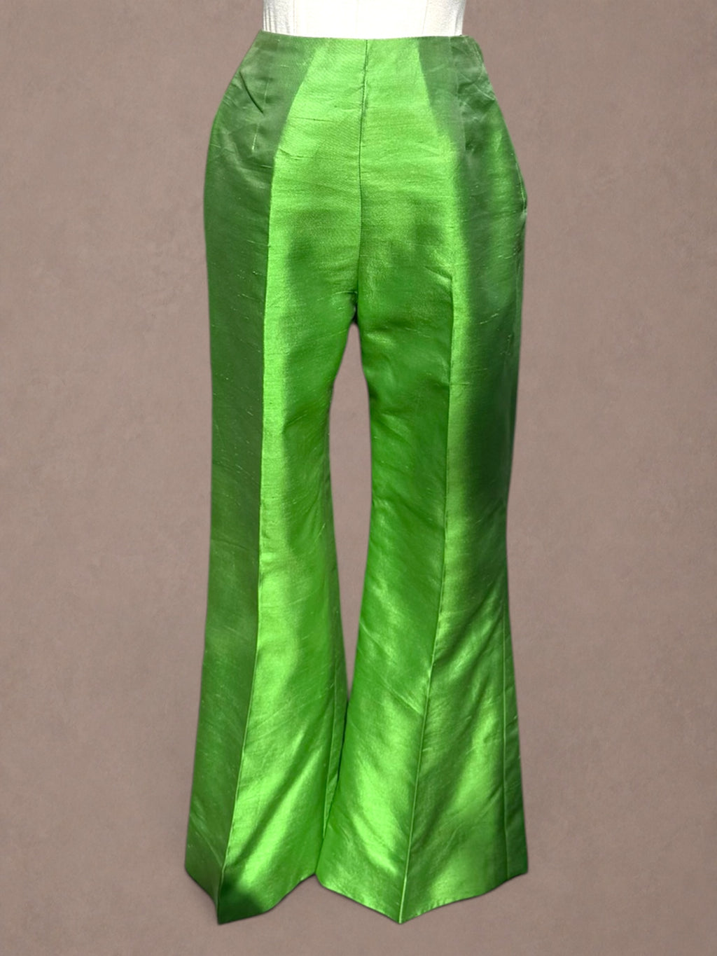 Vibrant Green Silk 60s Trousers