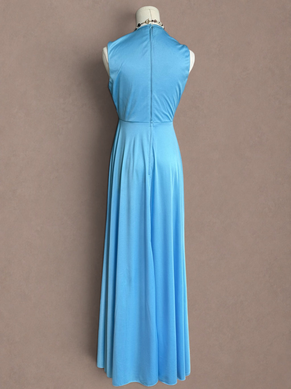 Sky Blue 70s Nylon Maxi Dress