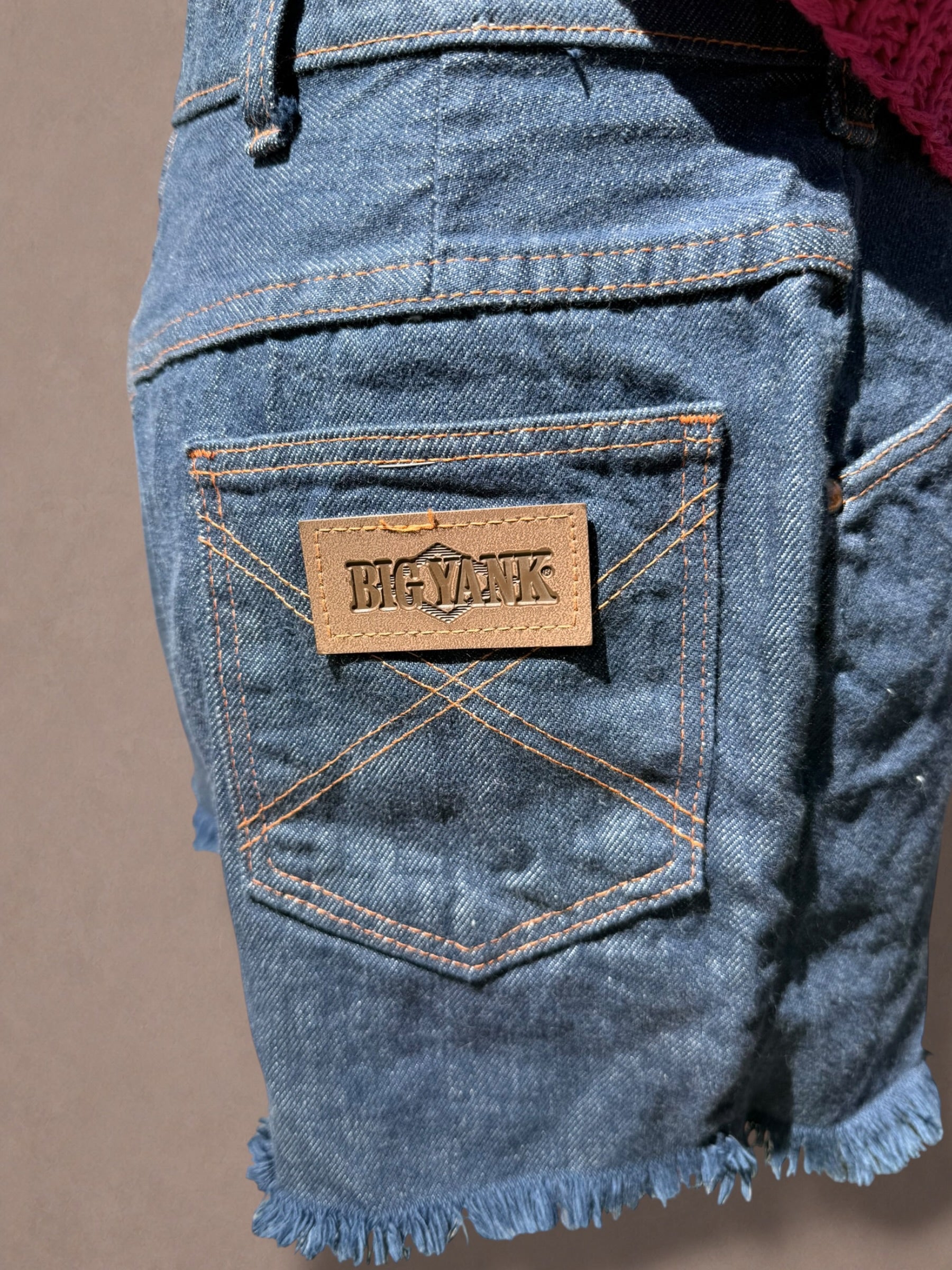 Big Yank 70s Cutoff Denim Shorts | Dark Wash Frayed Hem