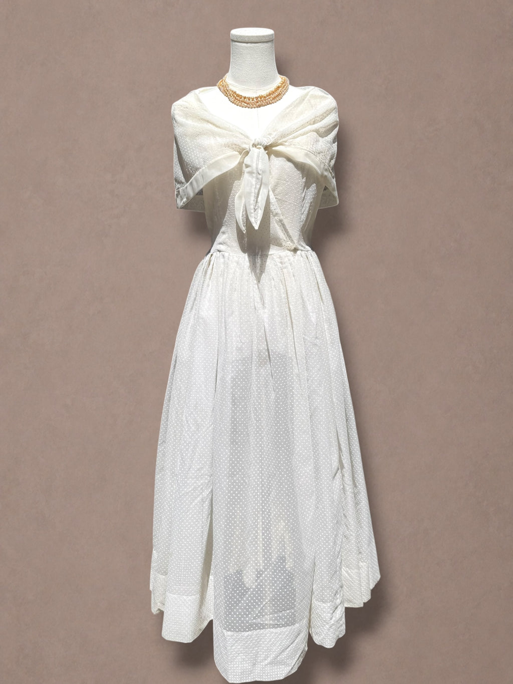 Ivory Swiss Dot 40s Capelet Dress